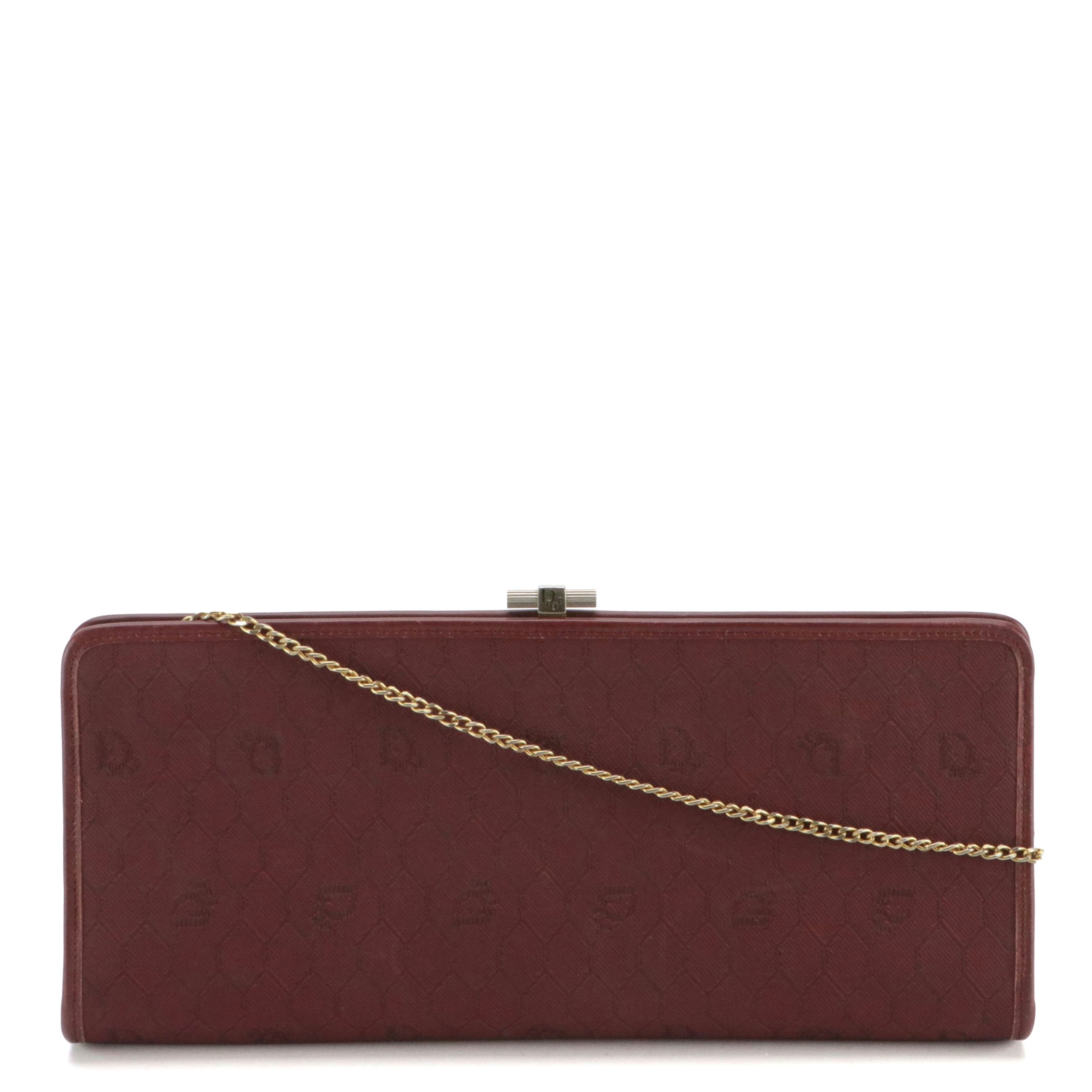 Christian Dior Convertible Clutch Purse in Logo Honeycomb Jacquard Canvas