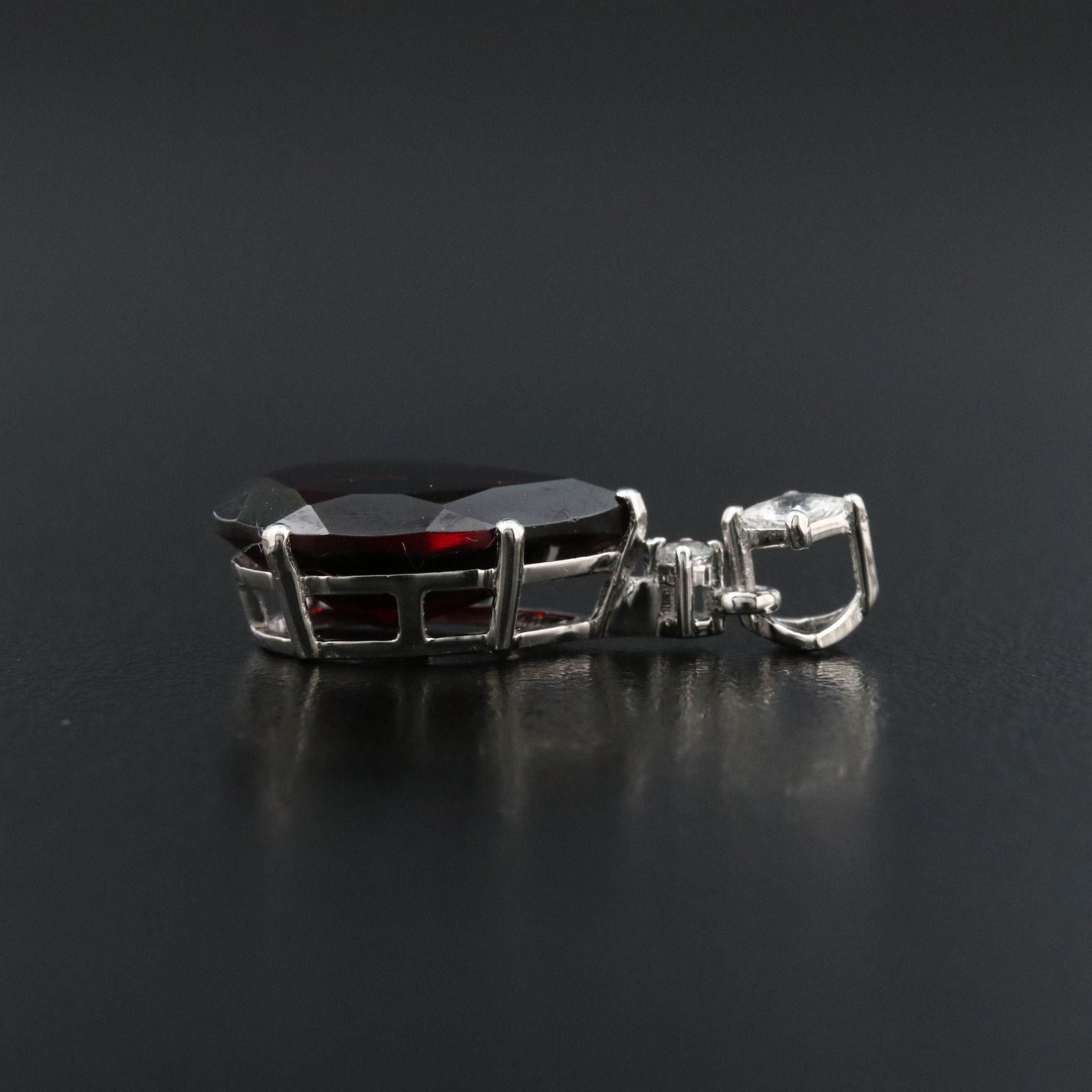 Platinum Garnet and White Sapphire Pendant