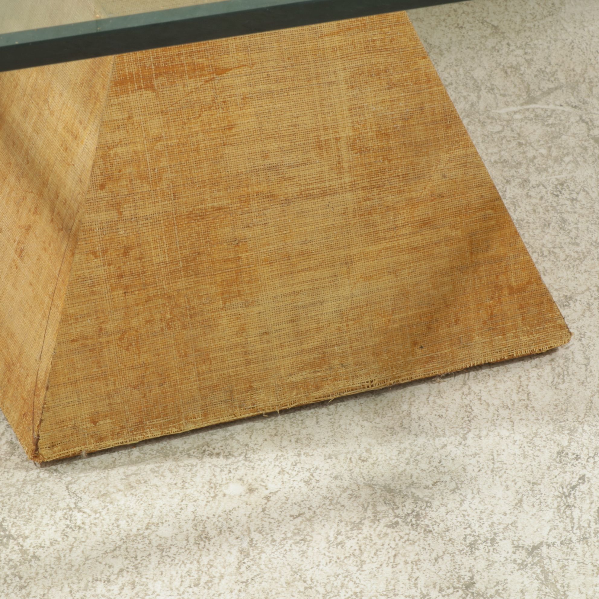 Postmodern Glass-Top Cocktail Table with Hourglass Shaped Base