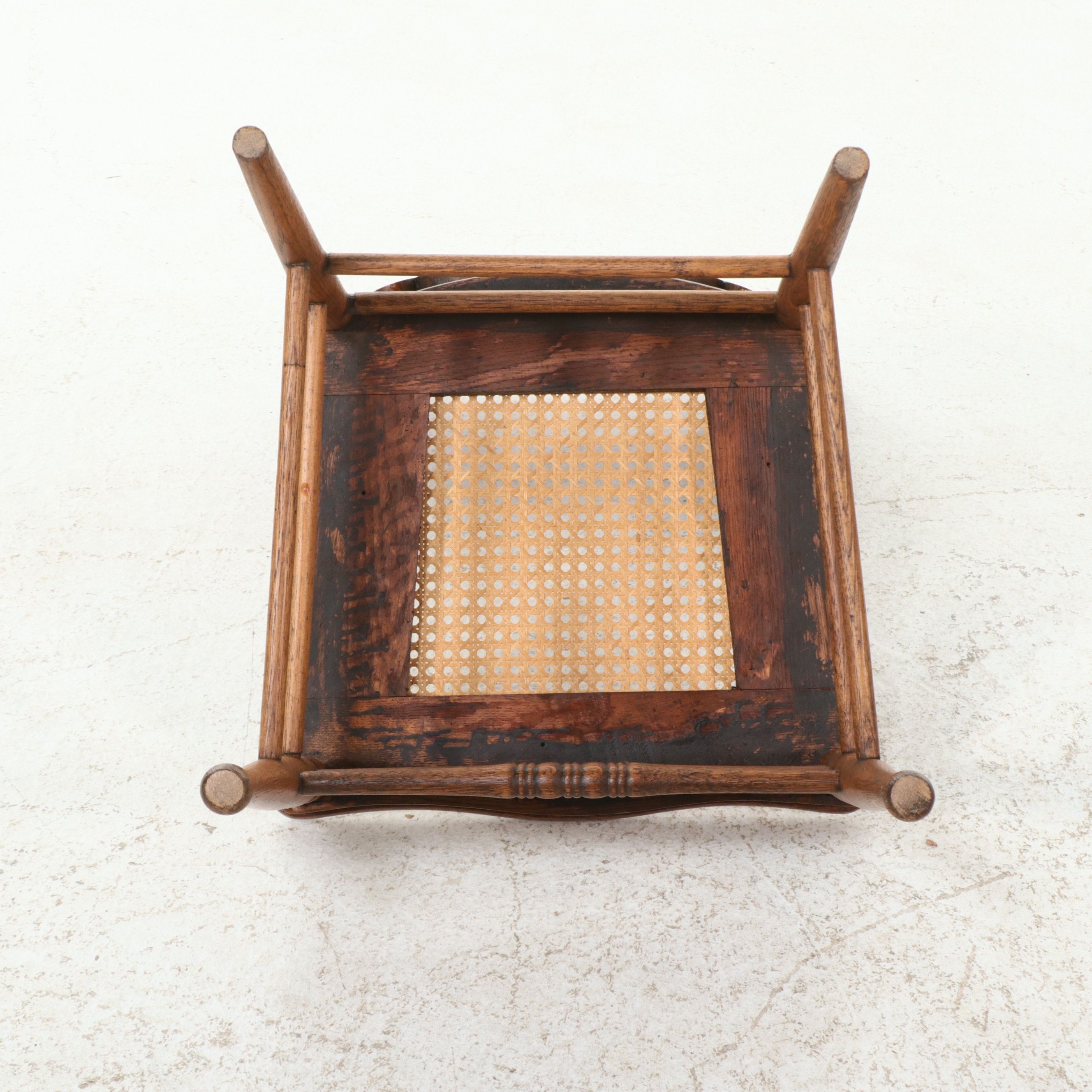 Set of Five Victorian Style Pressed-Back Oak Dining Chairs with Cane Seats