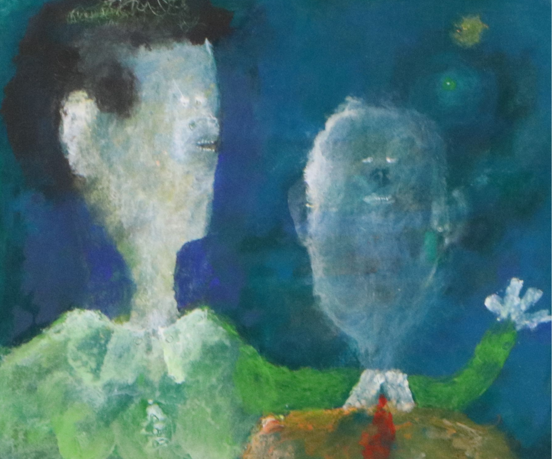 Felipe Orlando Surrealist Figure Gouache Painting, Late 20th or 21st Century