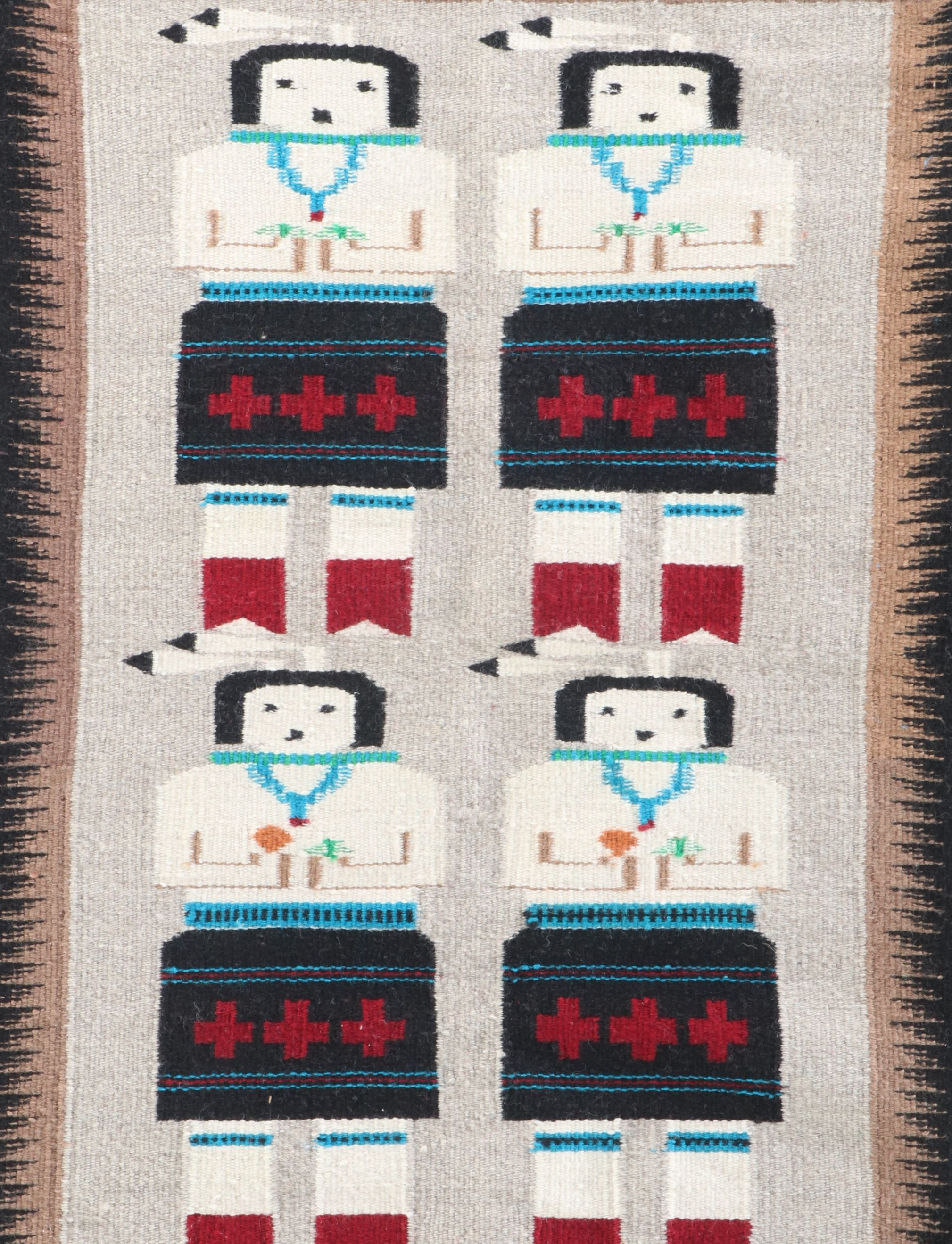 2' x 3' Handwoven Navajo Yei Style Wool Rug