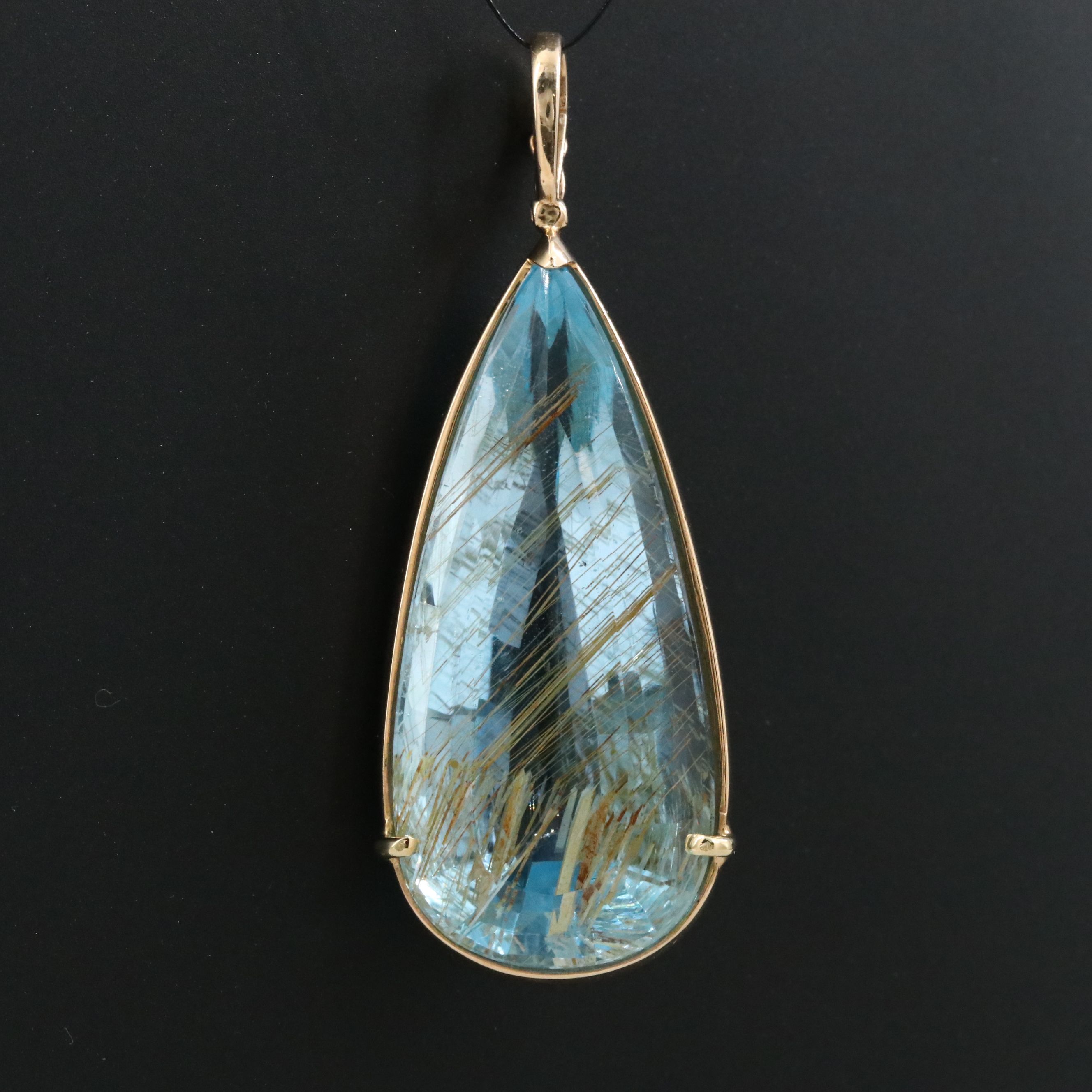 14K 62.00 CT Blue Topaz Enhancer Pendant