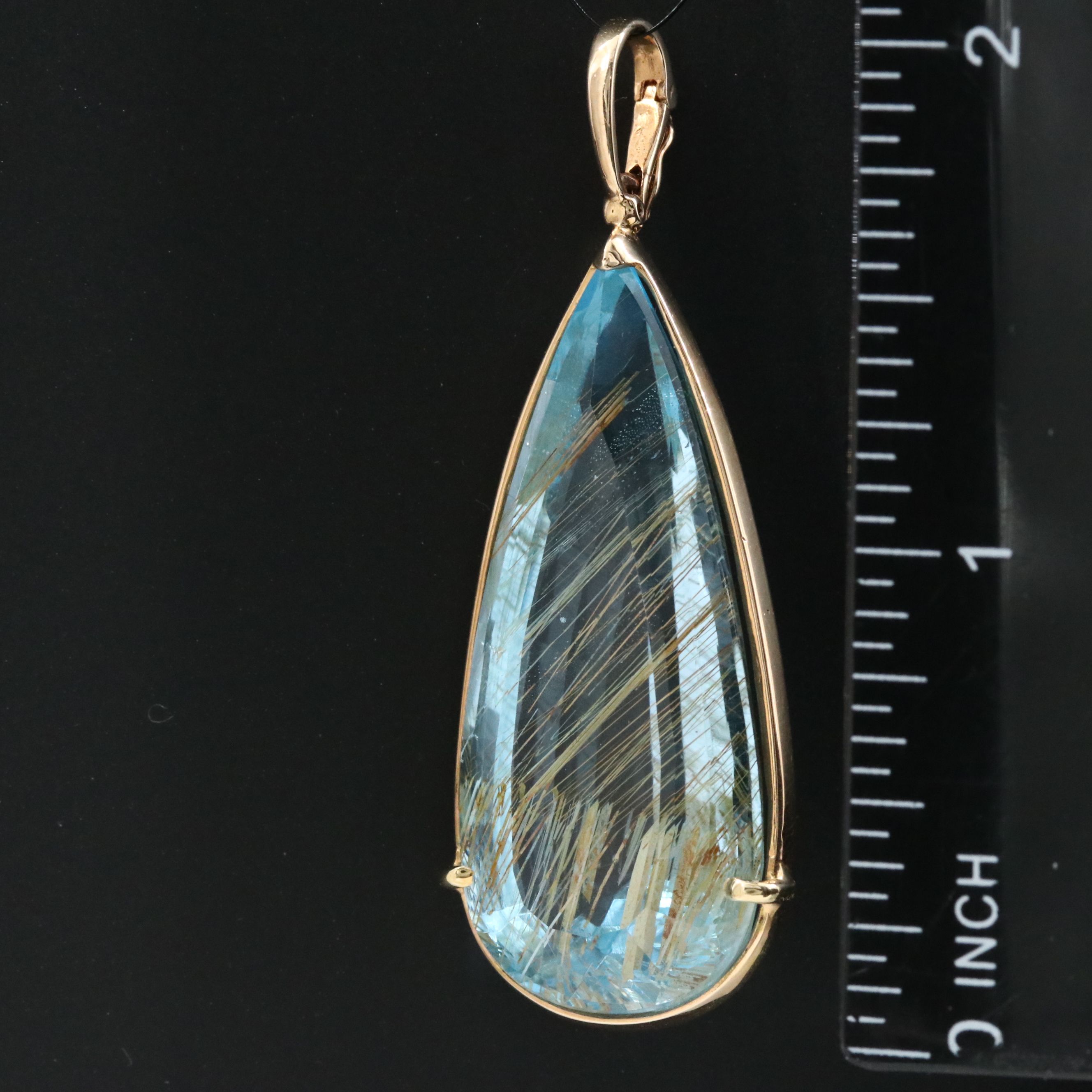 14K 62.00 CT Blue Topaz Enhancer Pendant