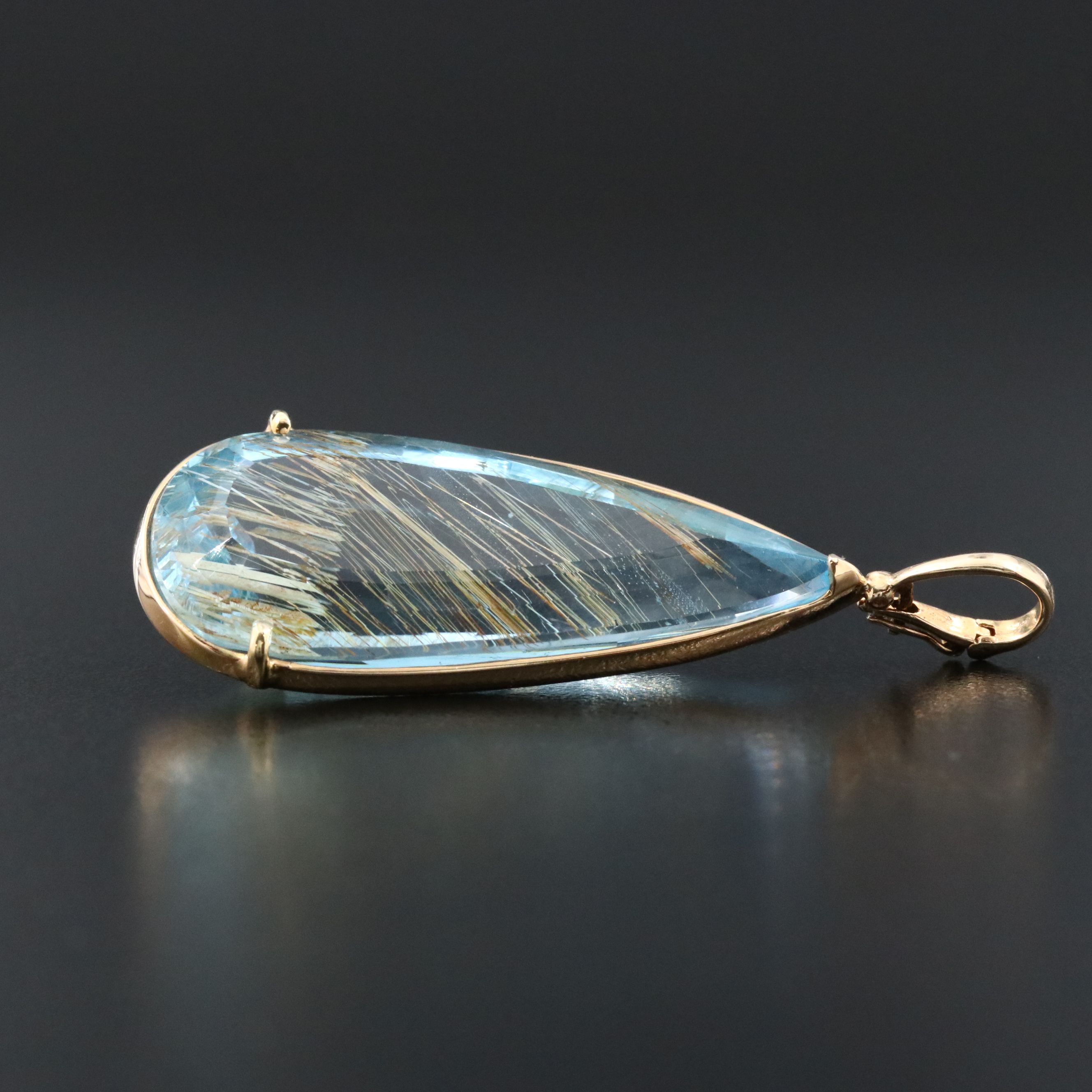 14K 62.00 CT Blue Topaz Enhancer Pendant