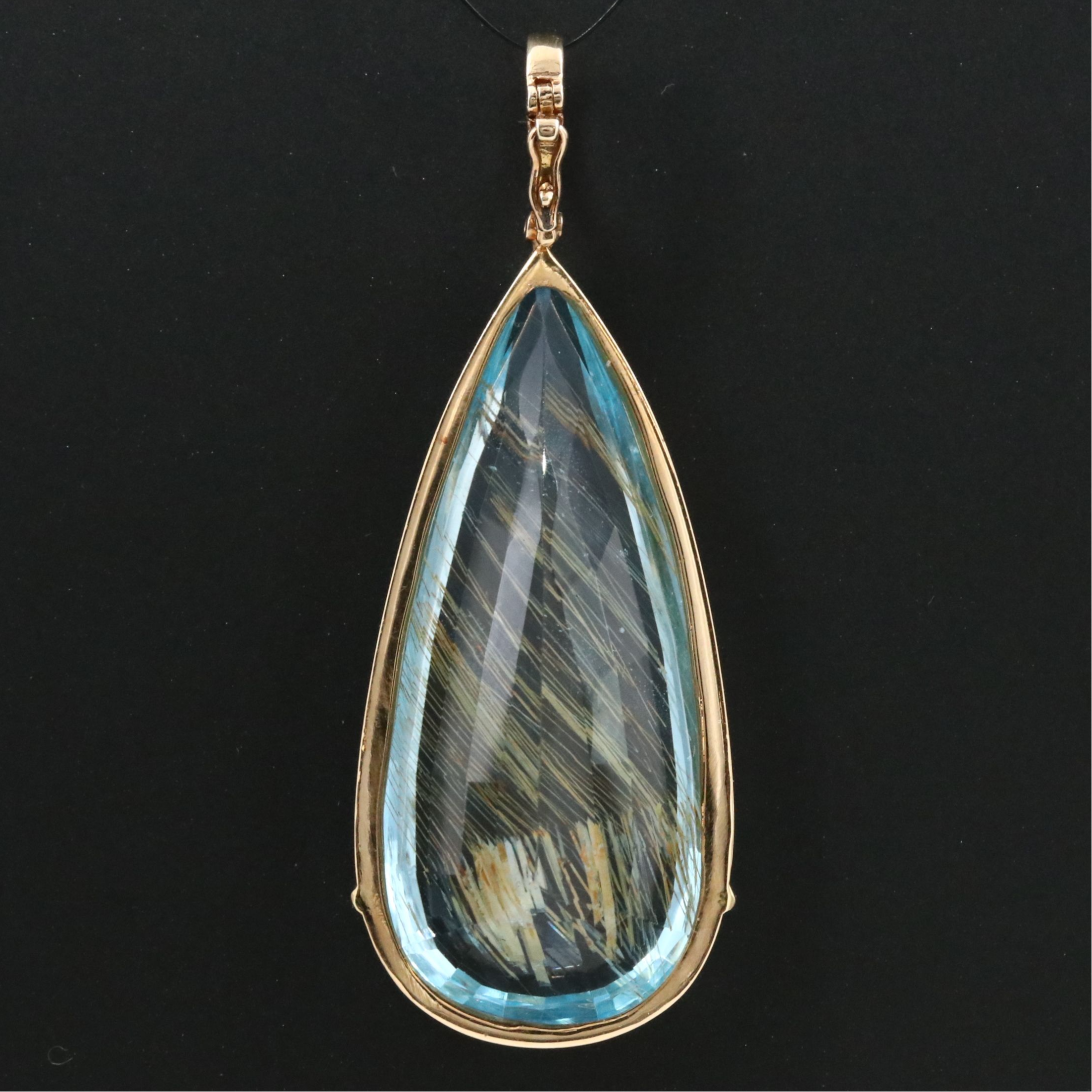 14K 62.00 CT Blue Topaz Enhancer Pendant