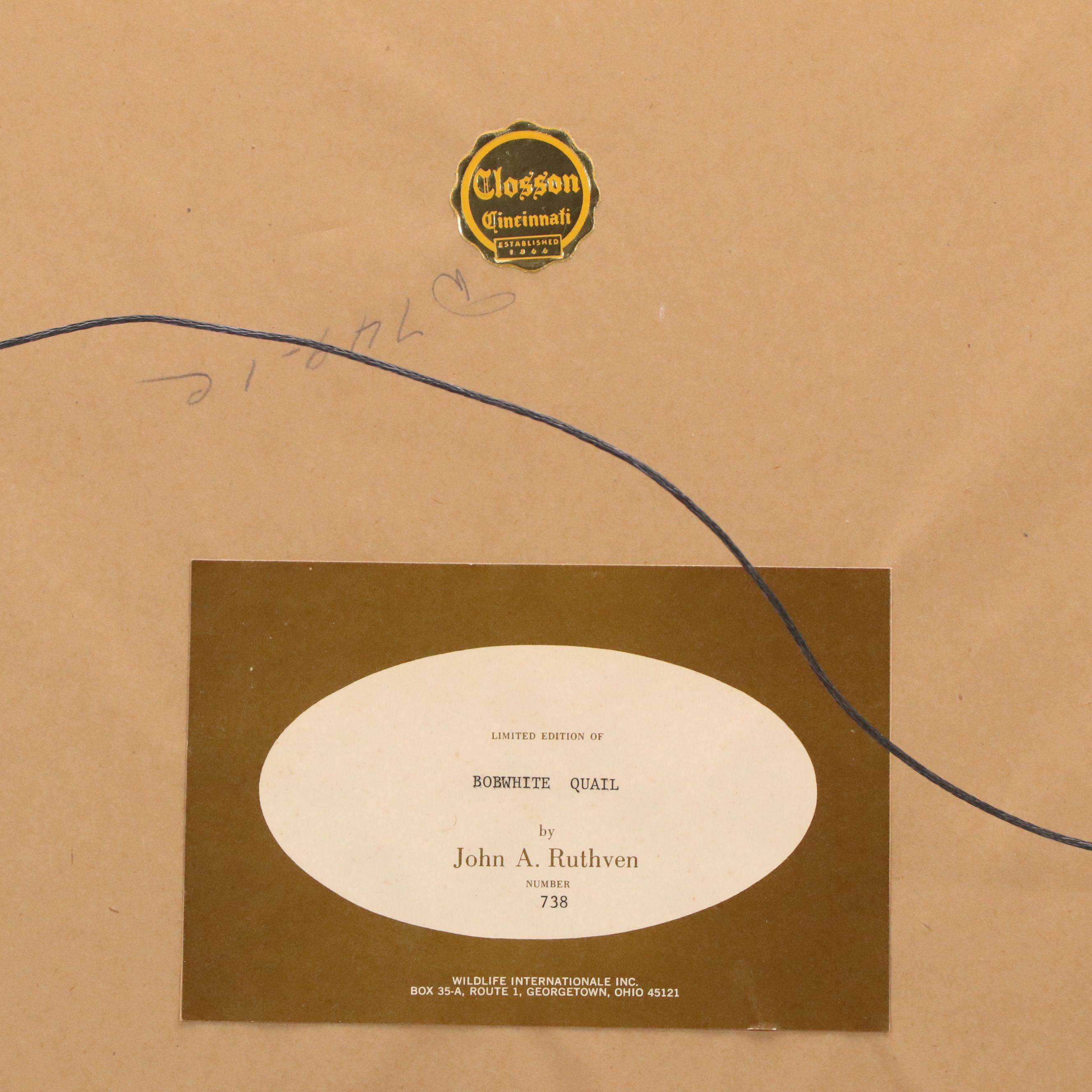 John A. Ruthven Offset Lithograph "Bobwhite Quail"