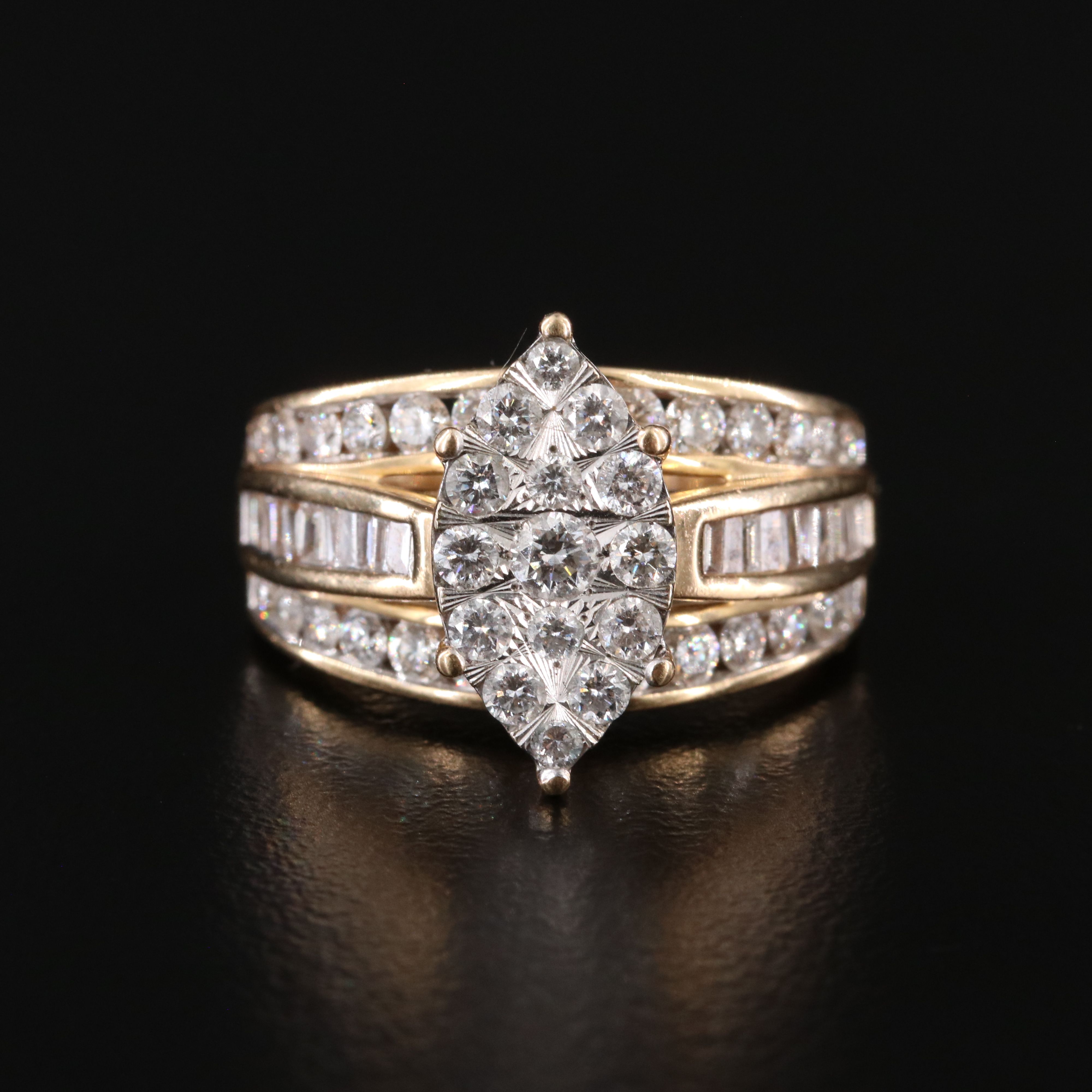 14K 1.69 CTW Diamond Navette Ring