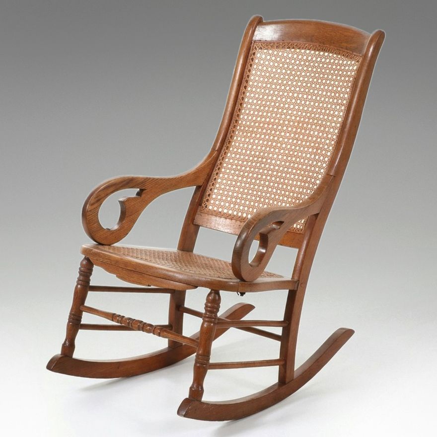 Victorian Style Oak and Caned Sewing Rocker, Early 20th Century