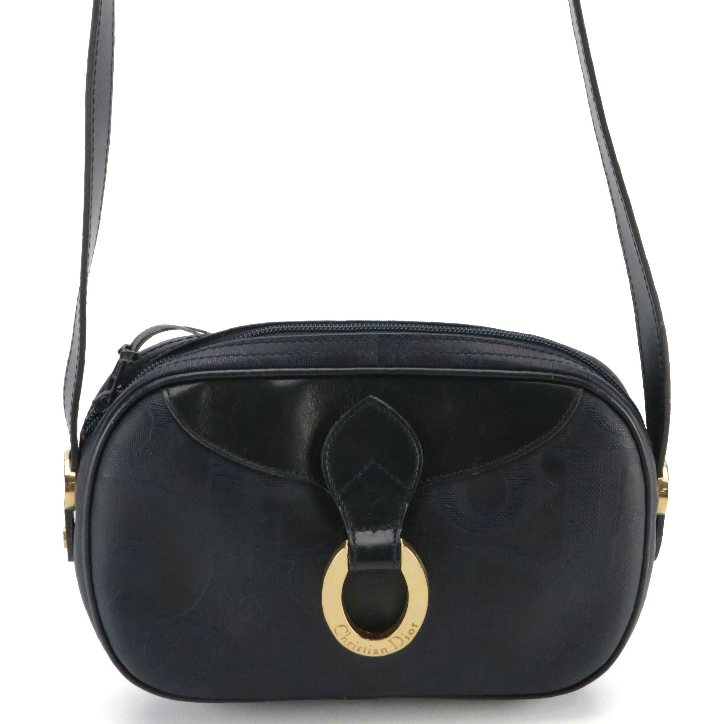 Christian Dior Crossbody Bag in Navy Trotter Monogrammed Coated Canvas
