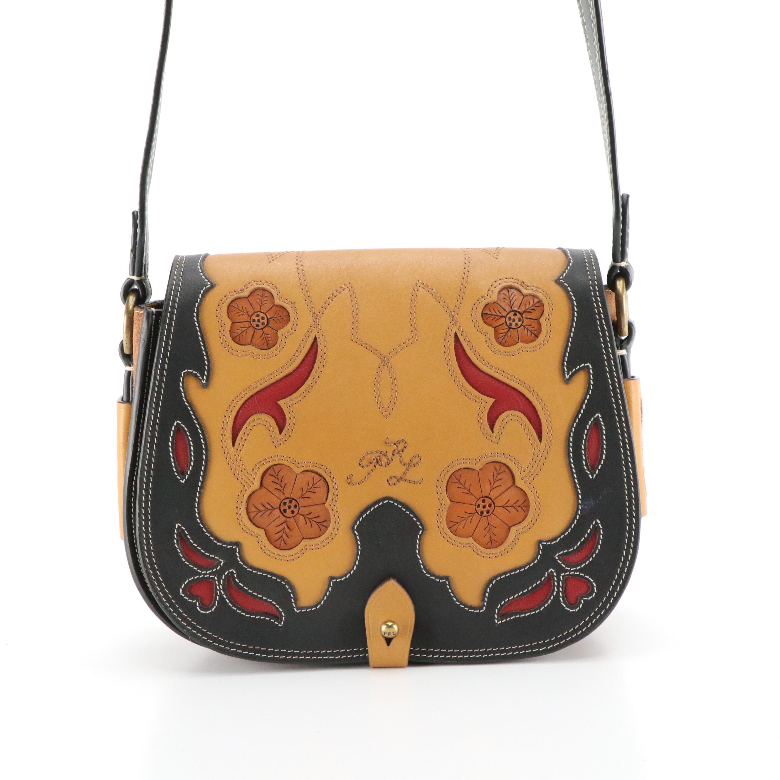 Polo Ralph Lauren Saddle Bag in Tooled Leather