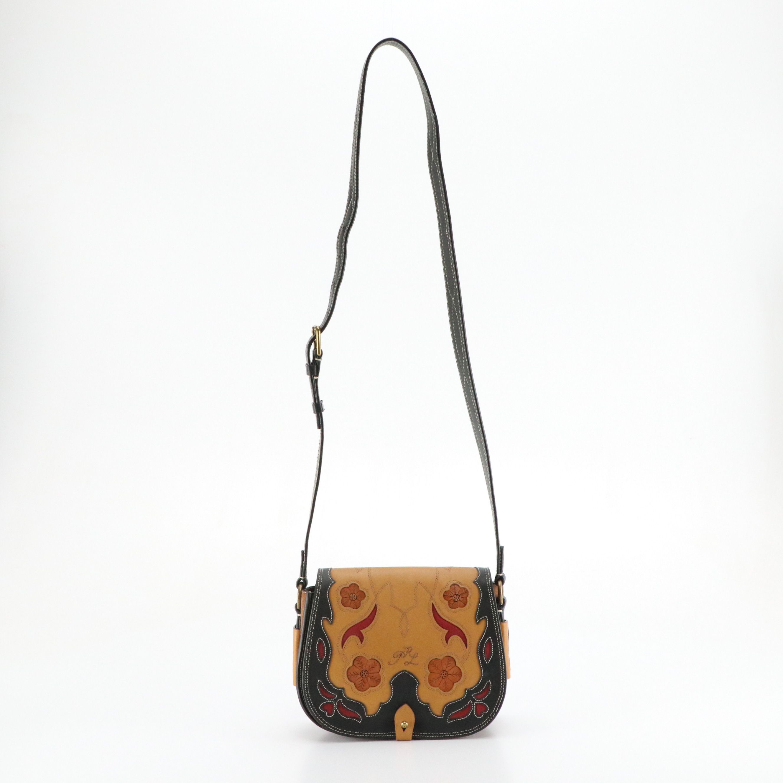 Polo Ralph Lauren Saddle Bag in Tooled Leather