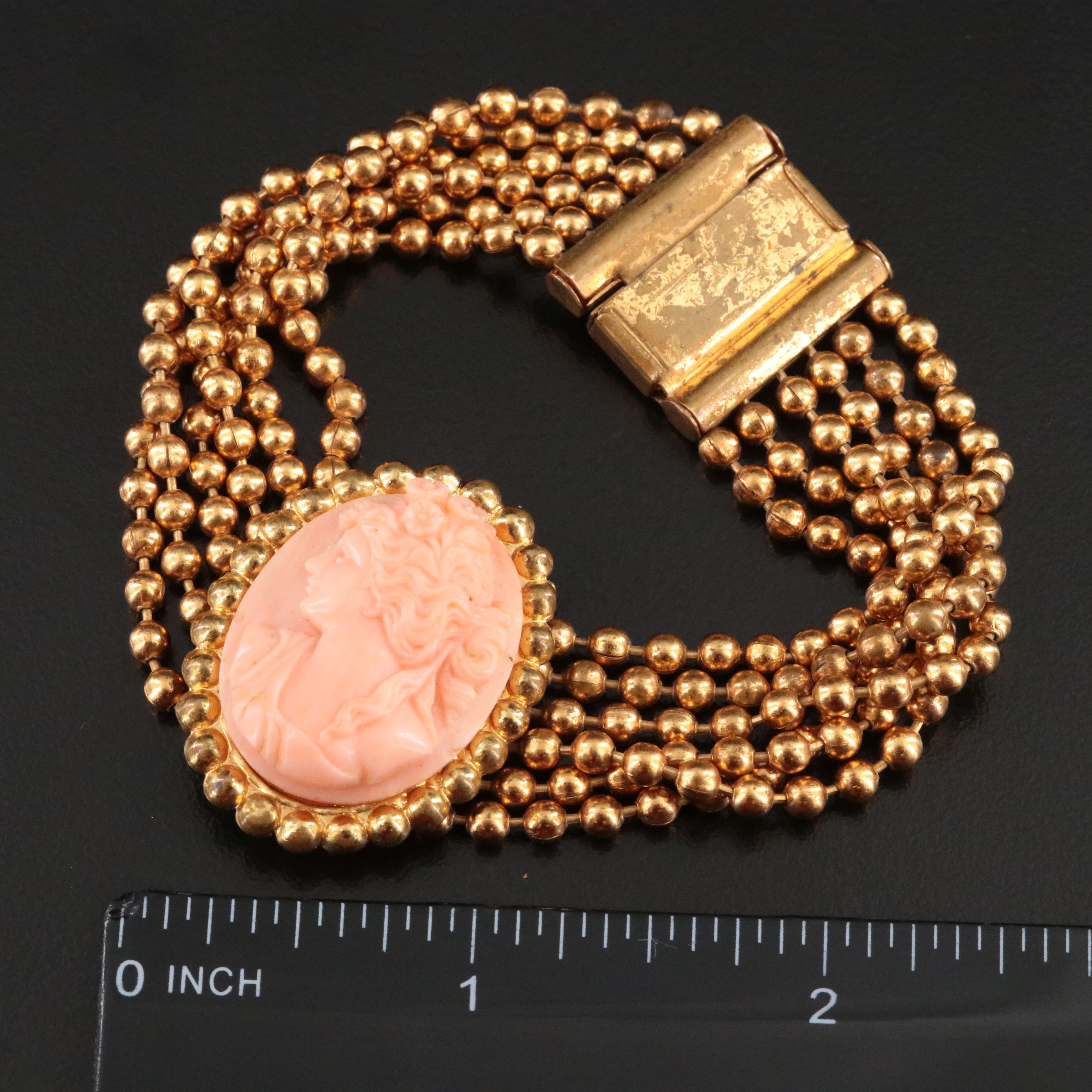 Greco-Roman Revival Goddess Floral Shell Cameo Bracelet, 1940s