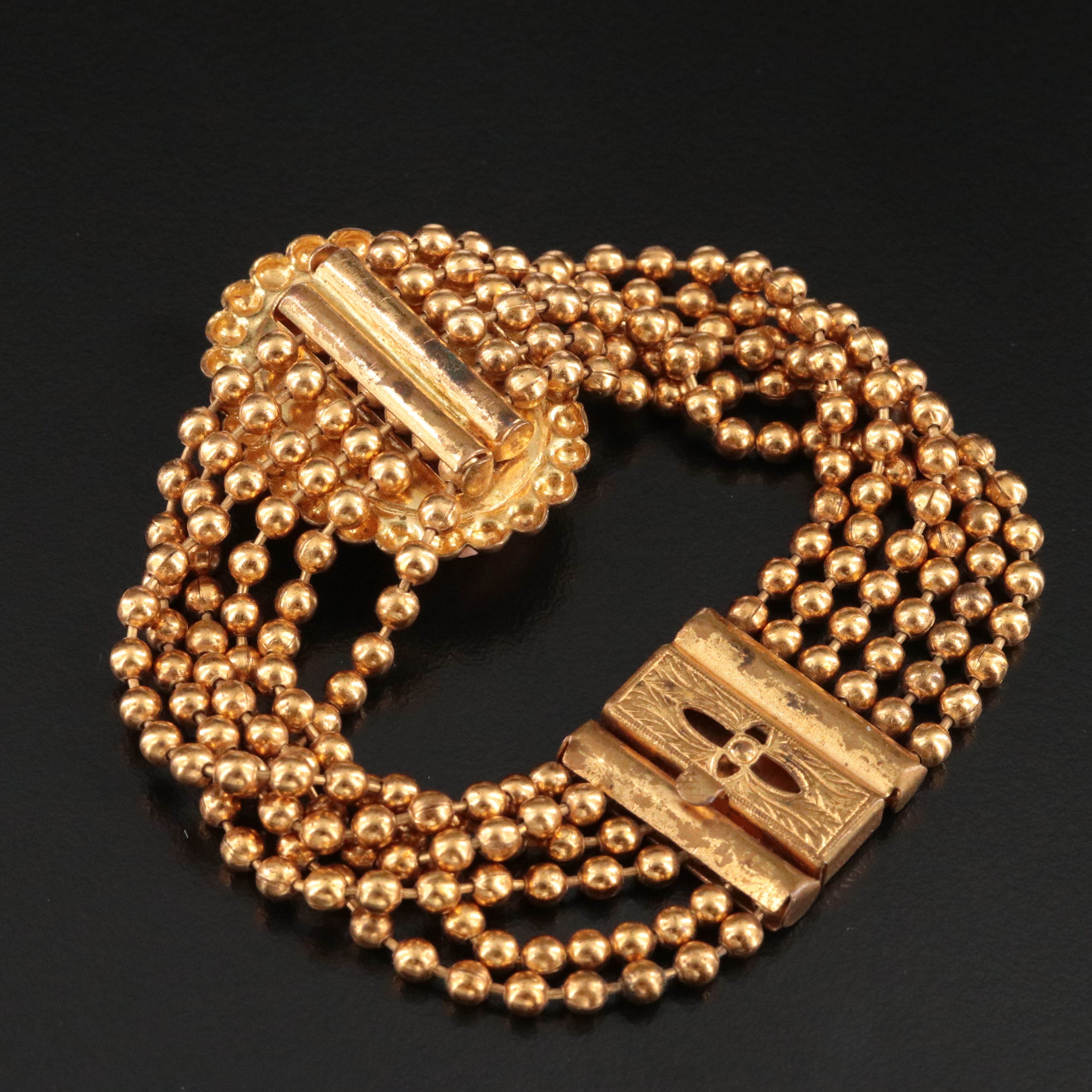 Greco-Roman Revival Goddess Floral Shell Cameo Bracelet, 1940s