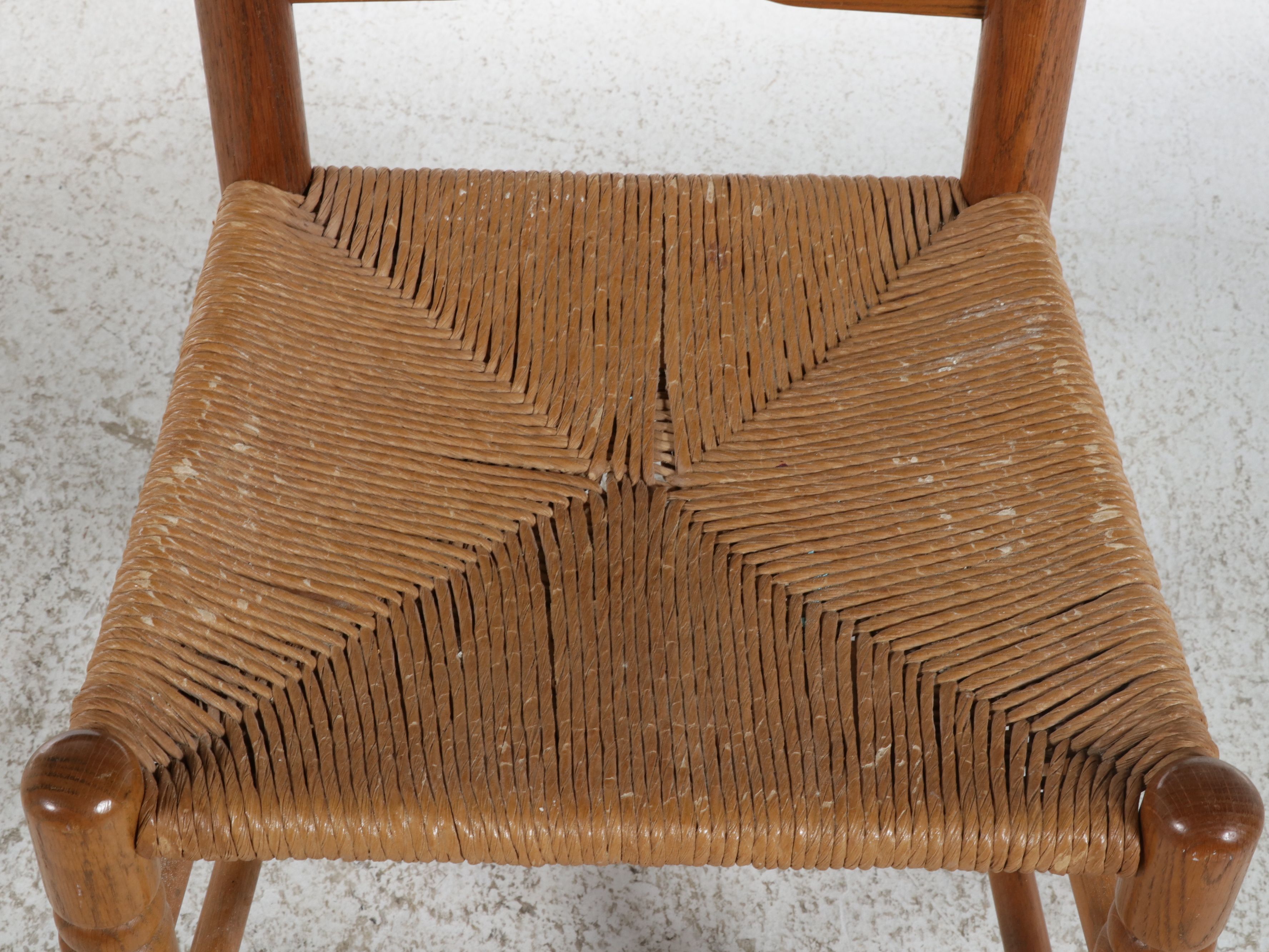 French Country Style Oak Ladder-Back Side Chair, Late 20th Century