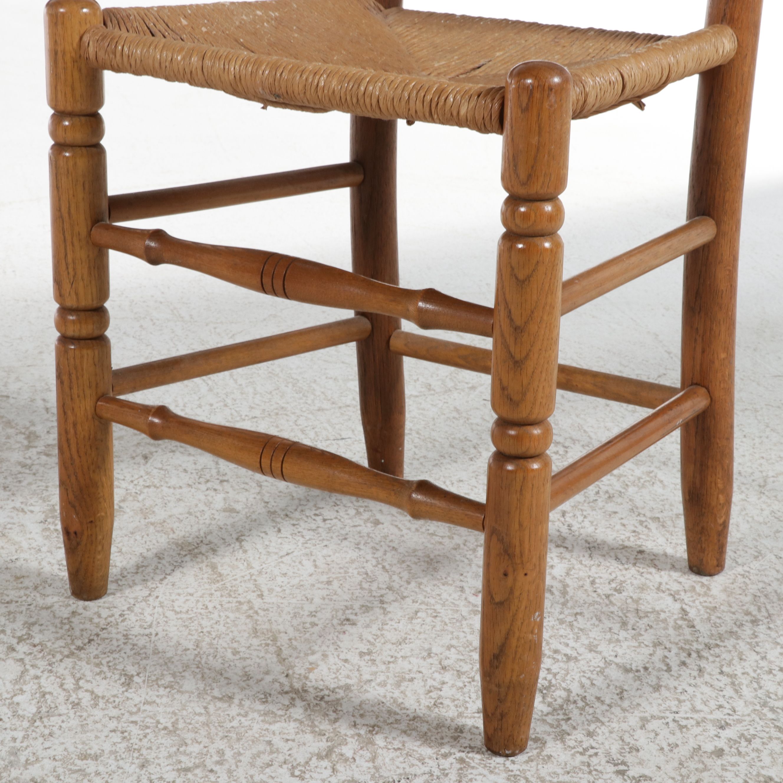 French Country Style Oak Ladder-Back Side Chair, Late 20th Century