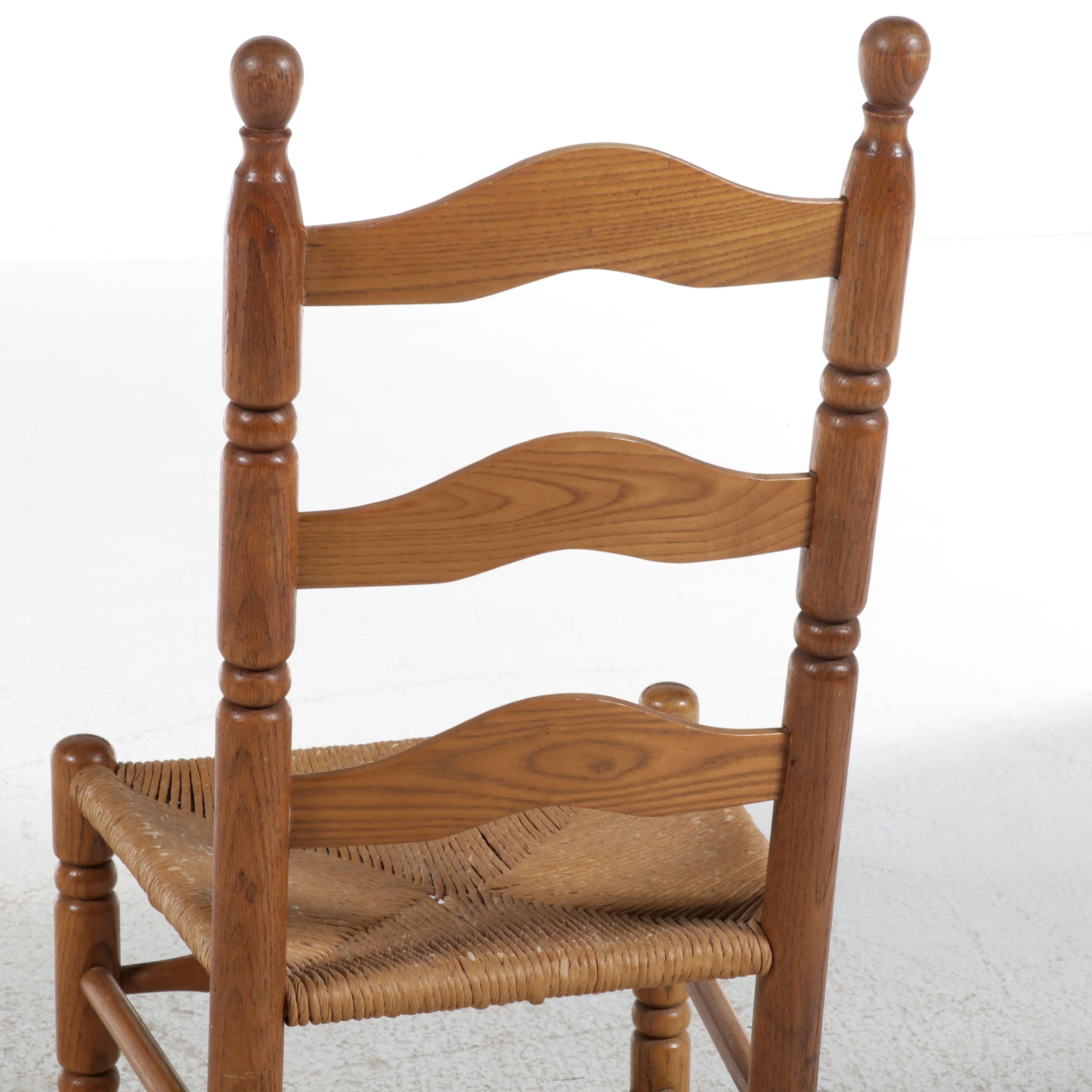 French Country Style Oak Ladder-Back Side Chair, Late 20th Century