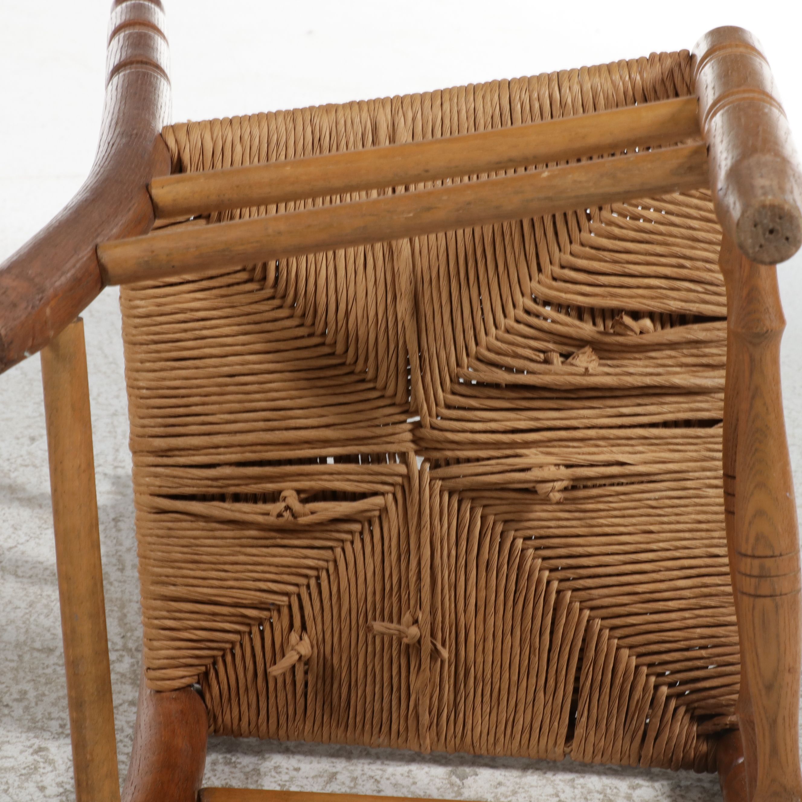 French Country Style Oak Ladder-Back Side Chair, Late 20th Century