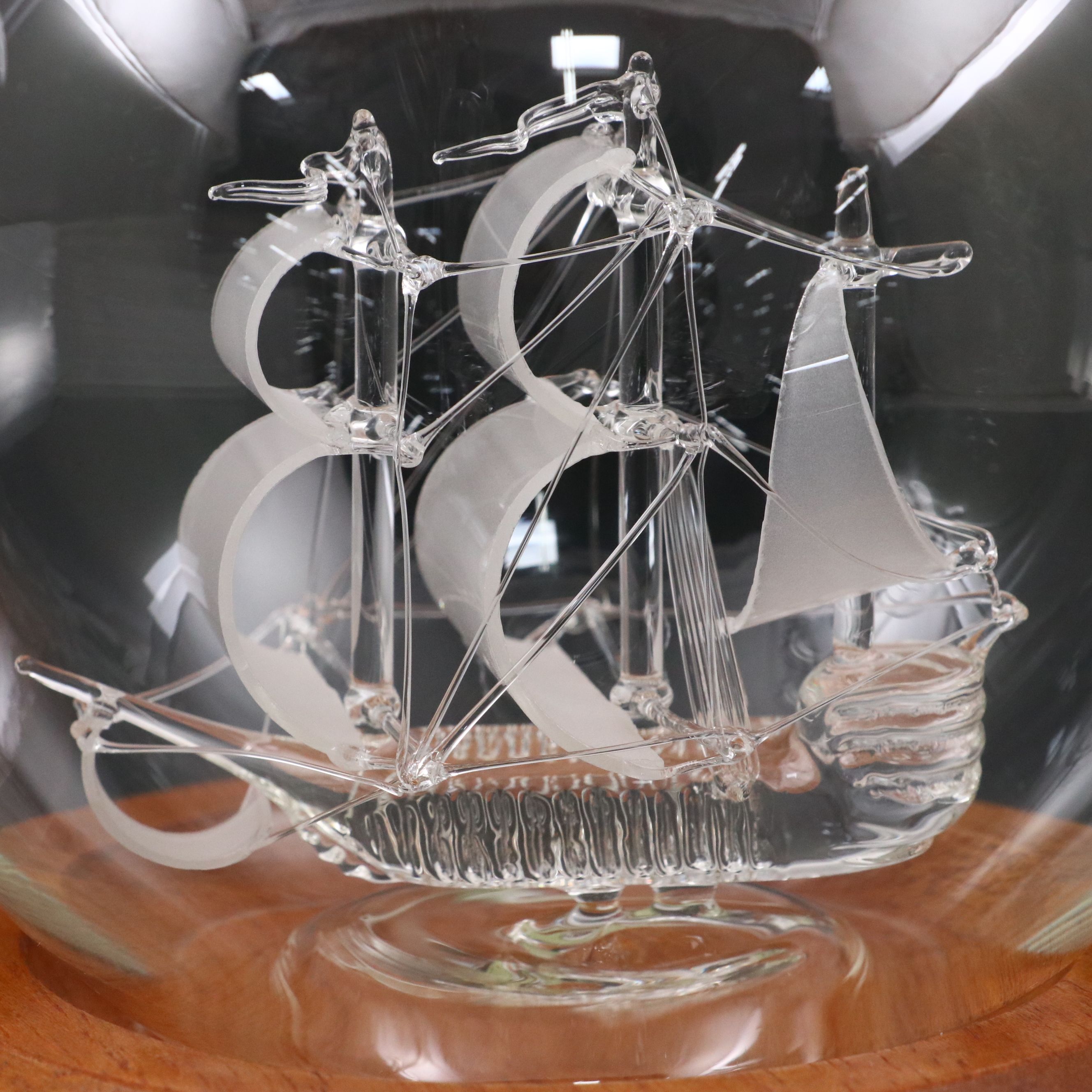 Lichfield Glass Handblown "Ocean 71" and "Mayflower" Ship in Decanter with Bases