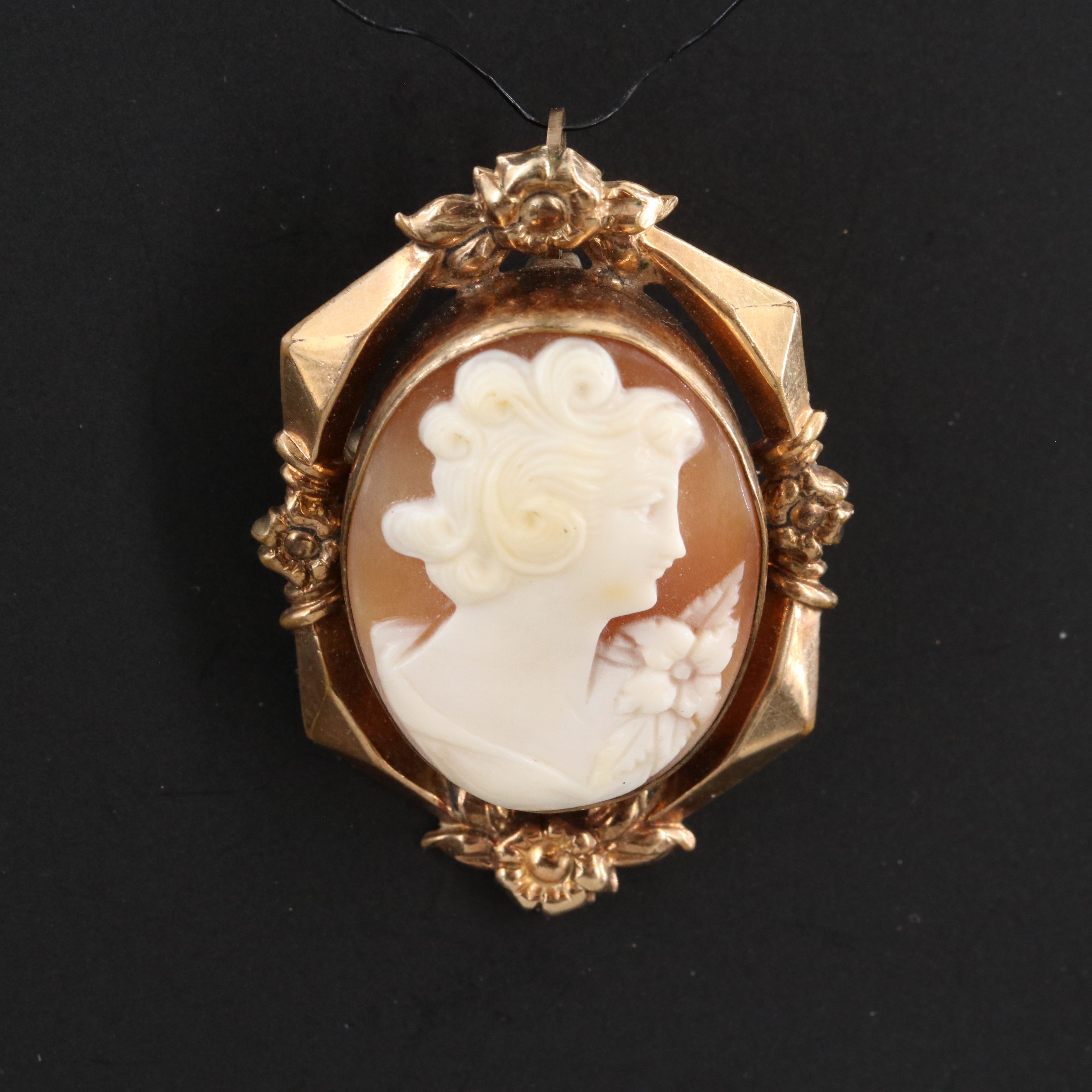 Vintage Shell Cameo Converter Brooch