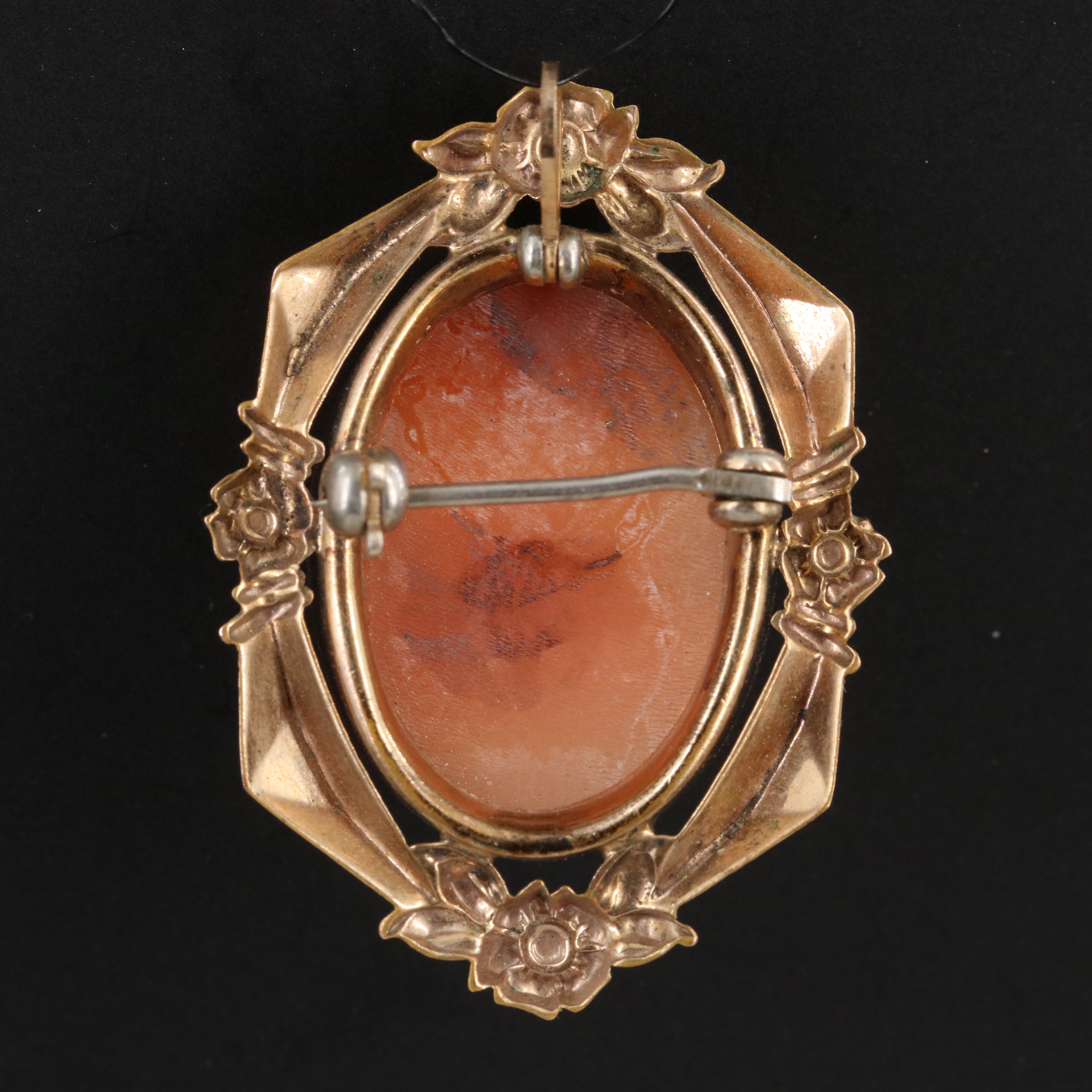 Vintage Shell Cameo Converter Brooch