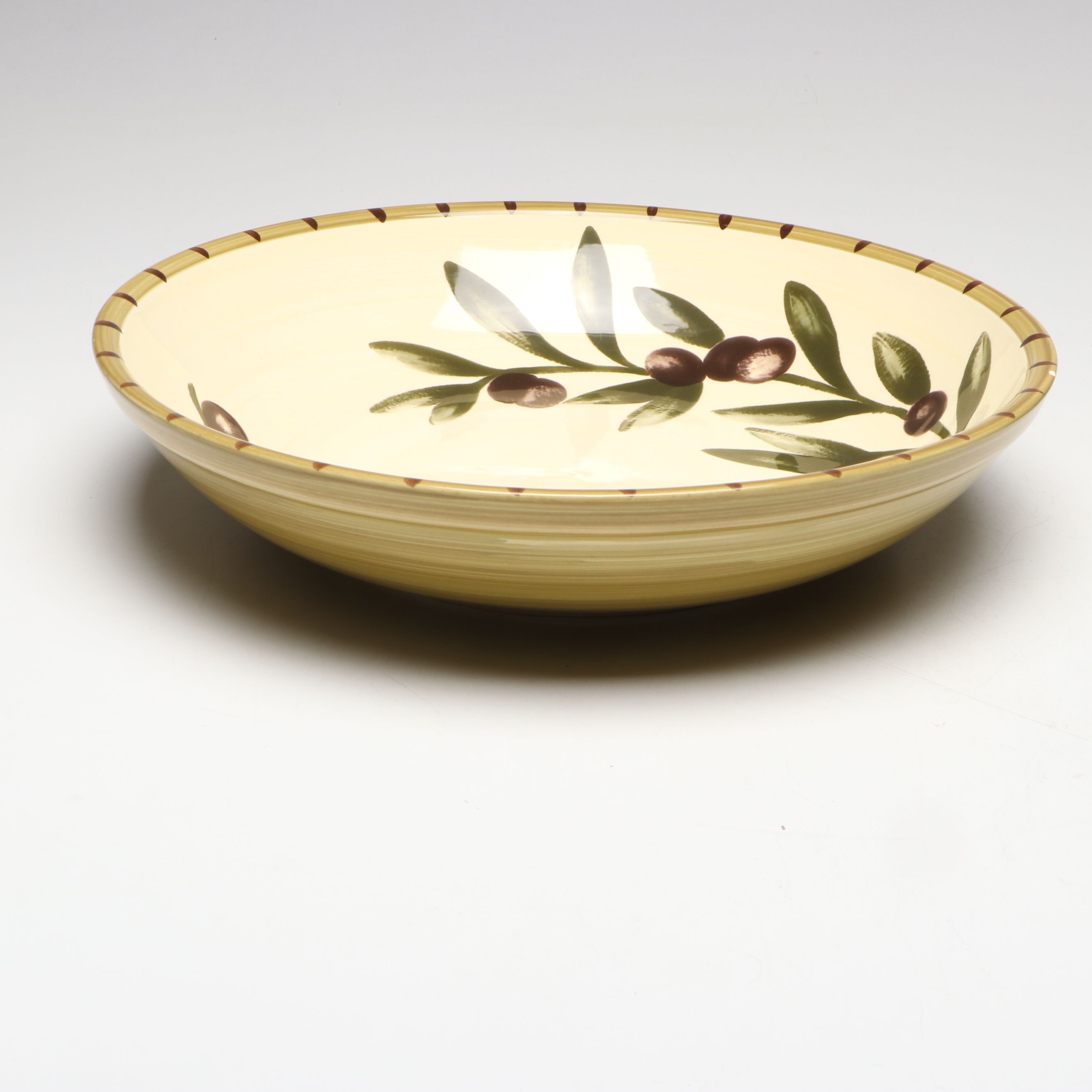 Williams-Sonoma "Liguria" Olive Pattern Portuguese Ceramic Bowls and Centerpiece