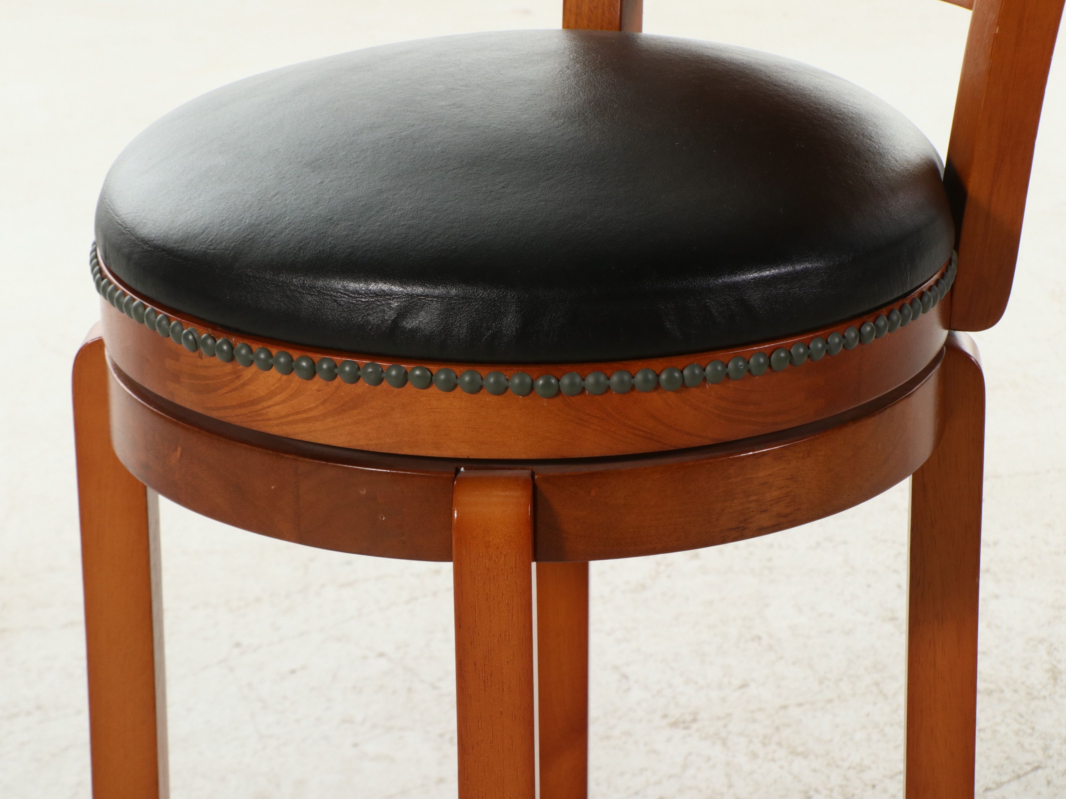 Set of Four Contemporary Swivel Barstools with Basketweave Backs, 21st Century