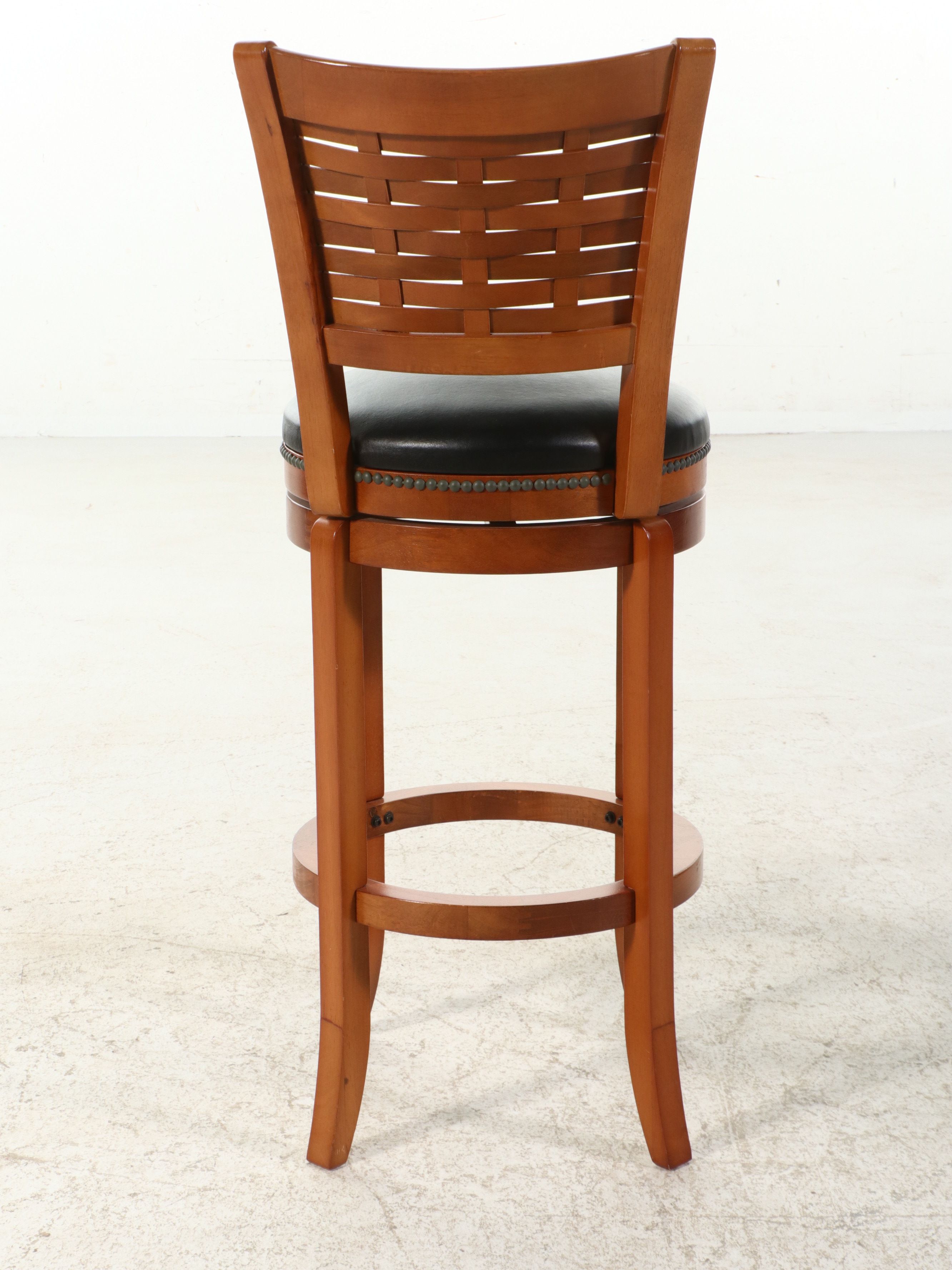 Set of Four Contemporary Swivel Barstools with Basketweave Backs, 21st Century