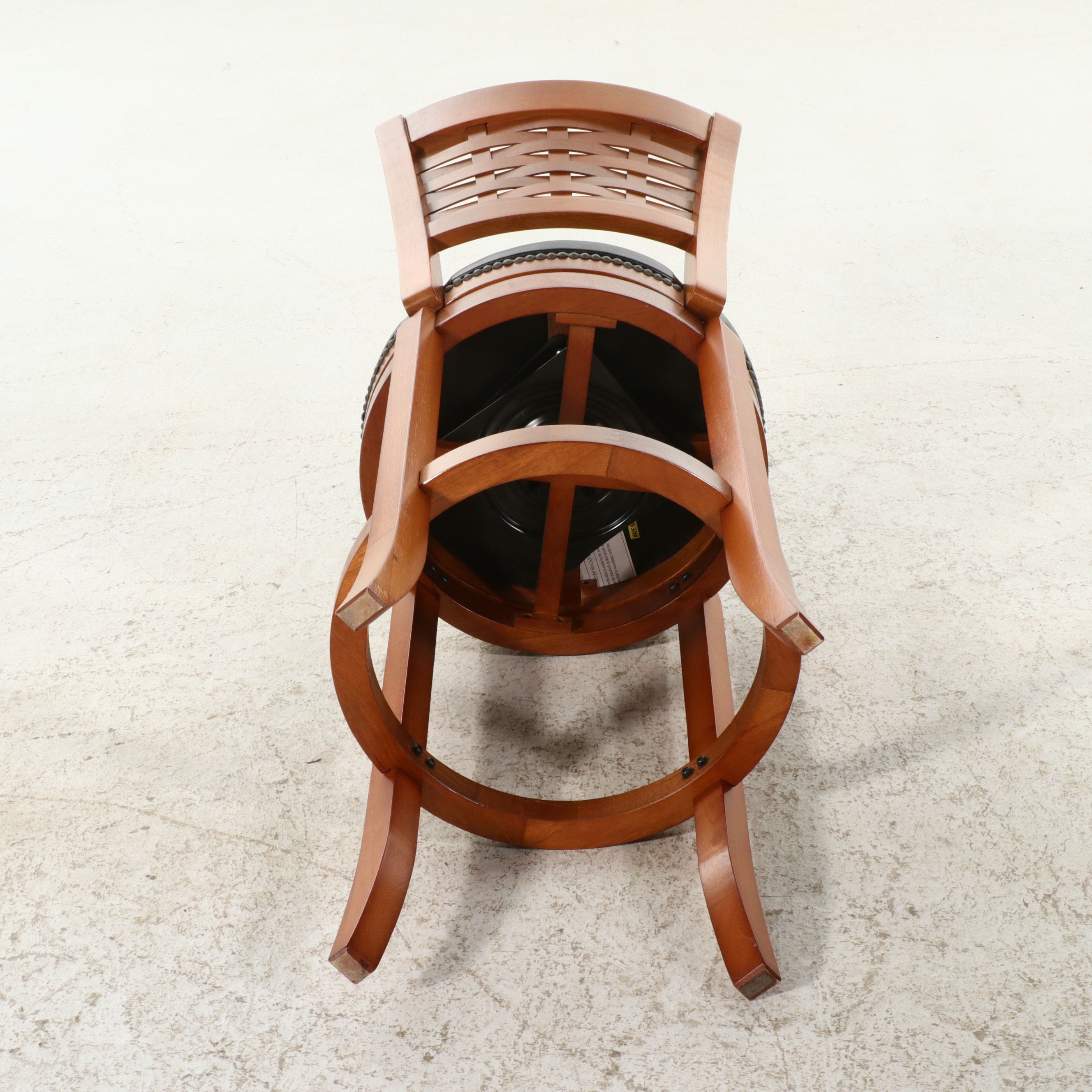 Set of Four Contemporary Swivel Barstools with Basketweave Backs, 21st Century