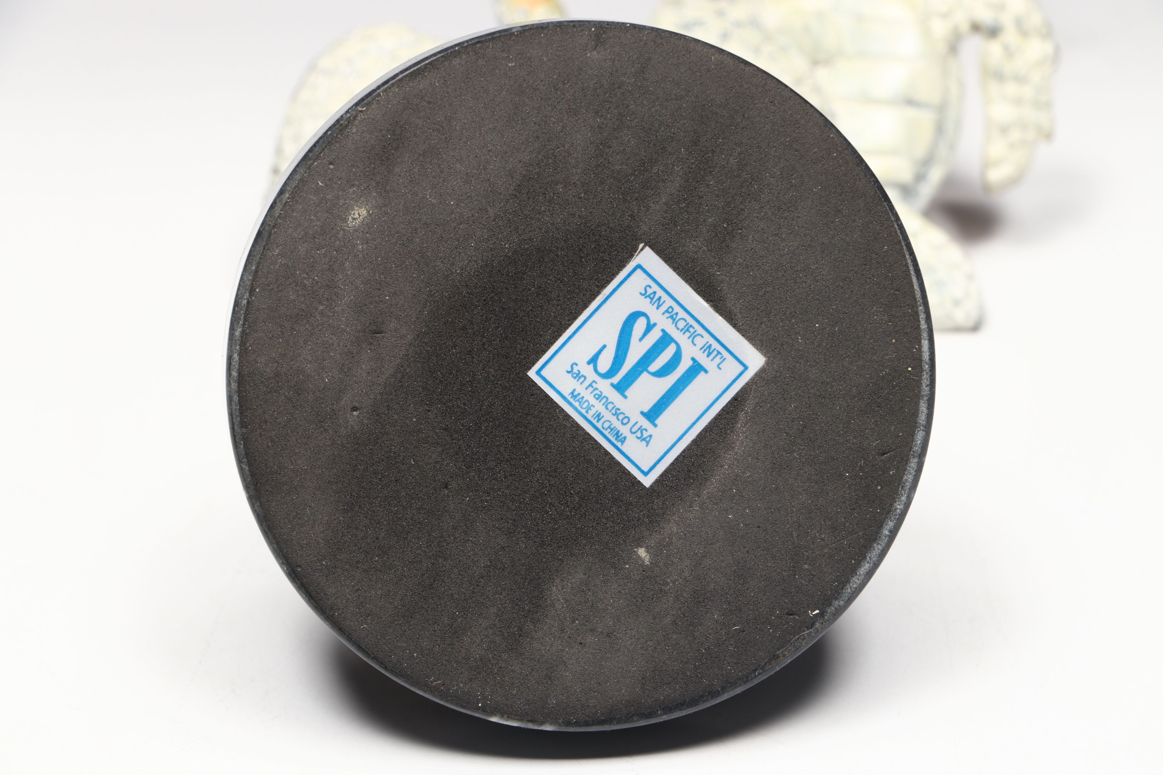 San Pacific International Brass Sea Turtles on Marble with Glass Conch Shell