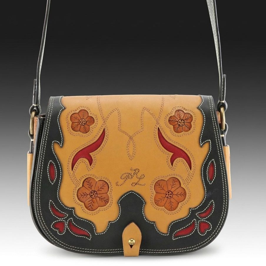 Polo Ralph Lauren Saddle Bag in Tooled Leather