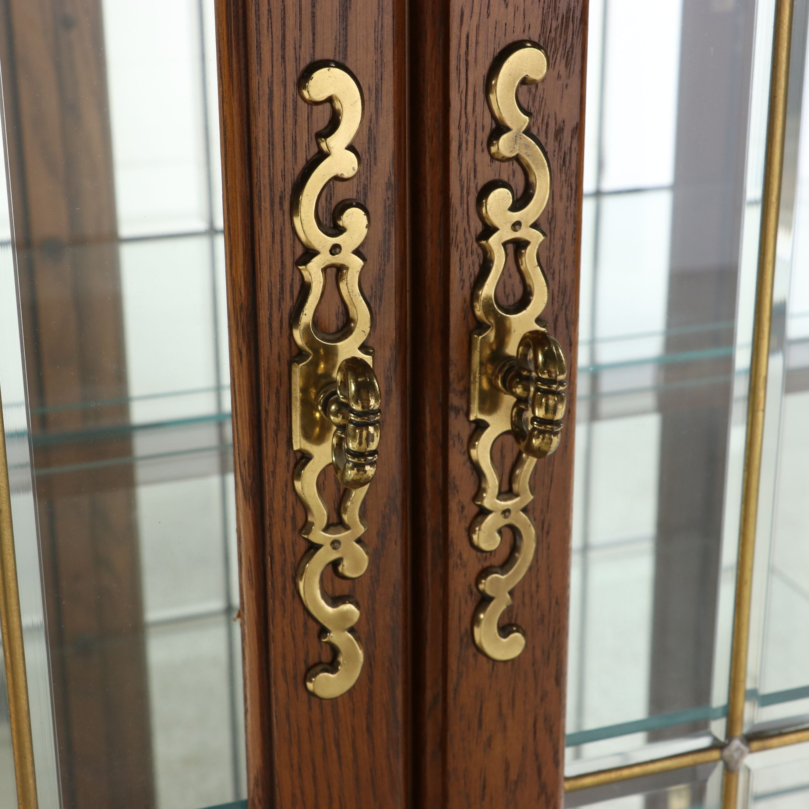 Philip Reinisch "Lighthouse" Illuminated Oak Curio Cabinet