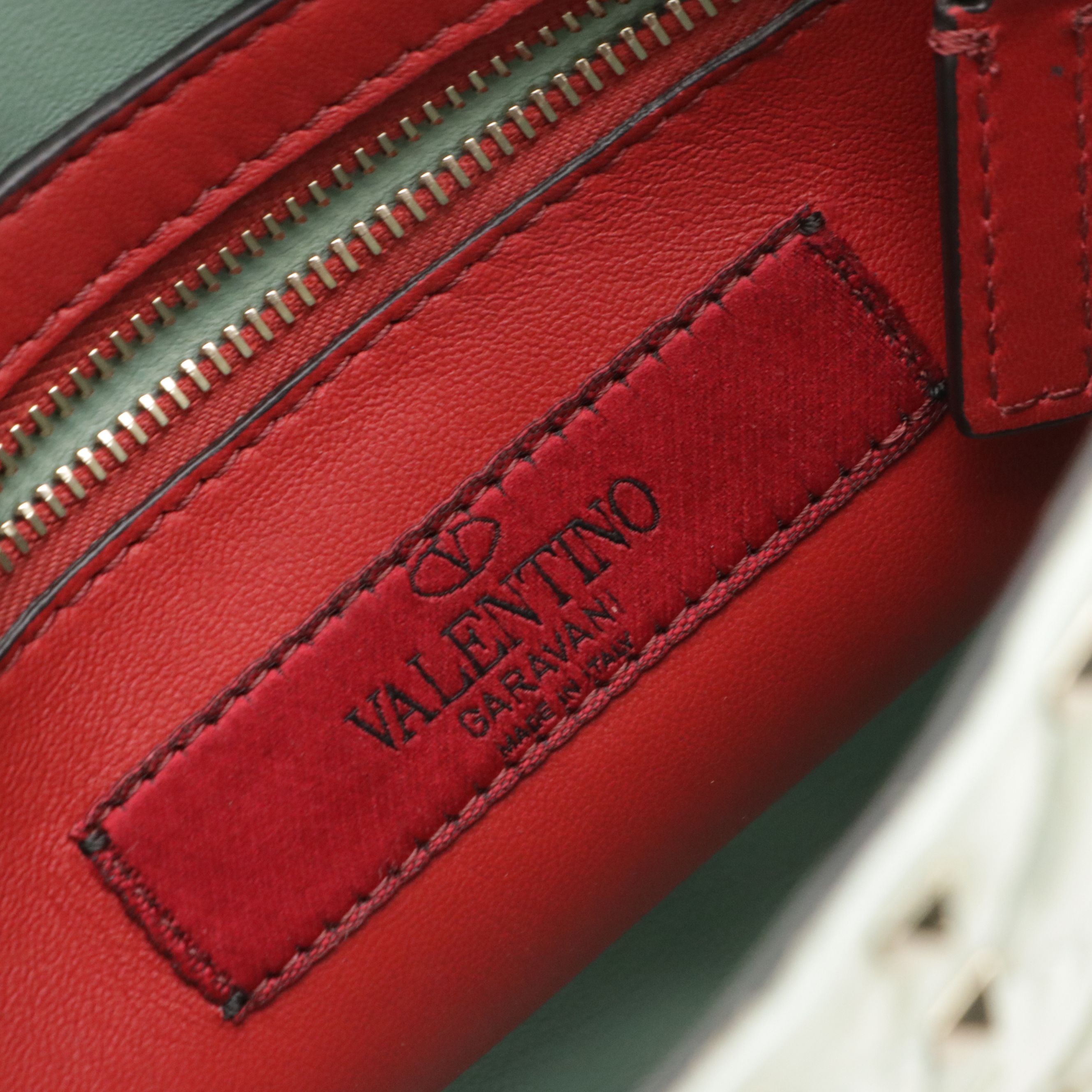 Valentino Garavani Two-Way Rockstud Bag in Sea Foam Green Quilted Patent Leather