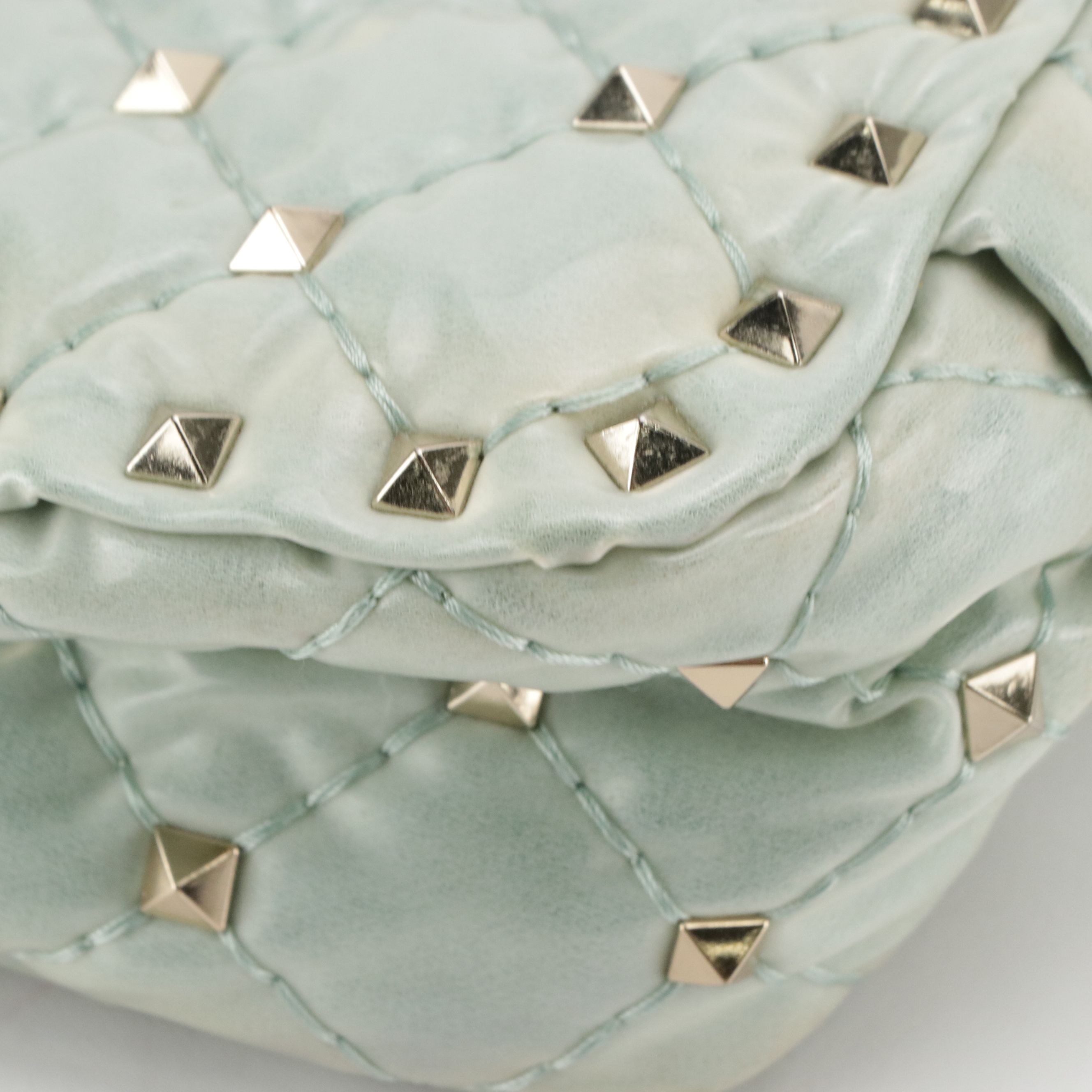 Valentino Garavani Two-Way Rockstud Bag in Sea Foam Green Quilted Patent Leather