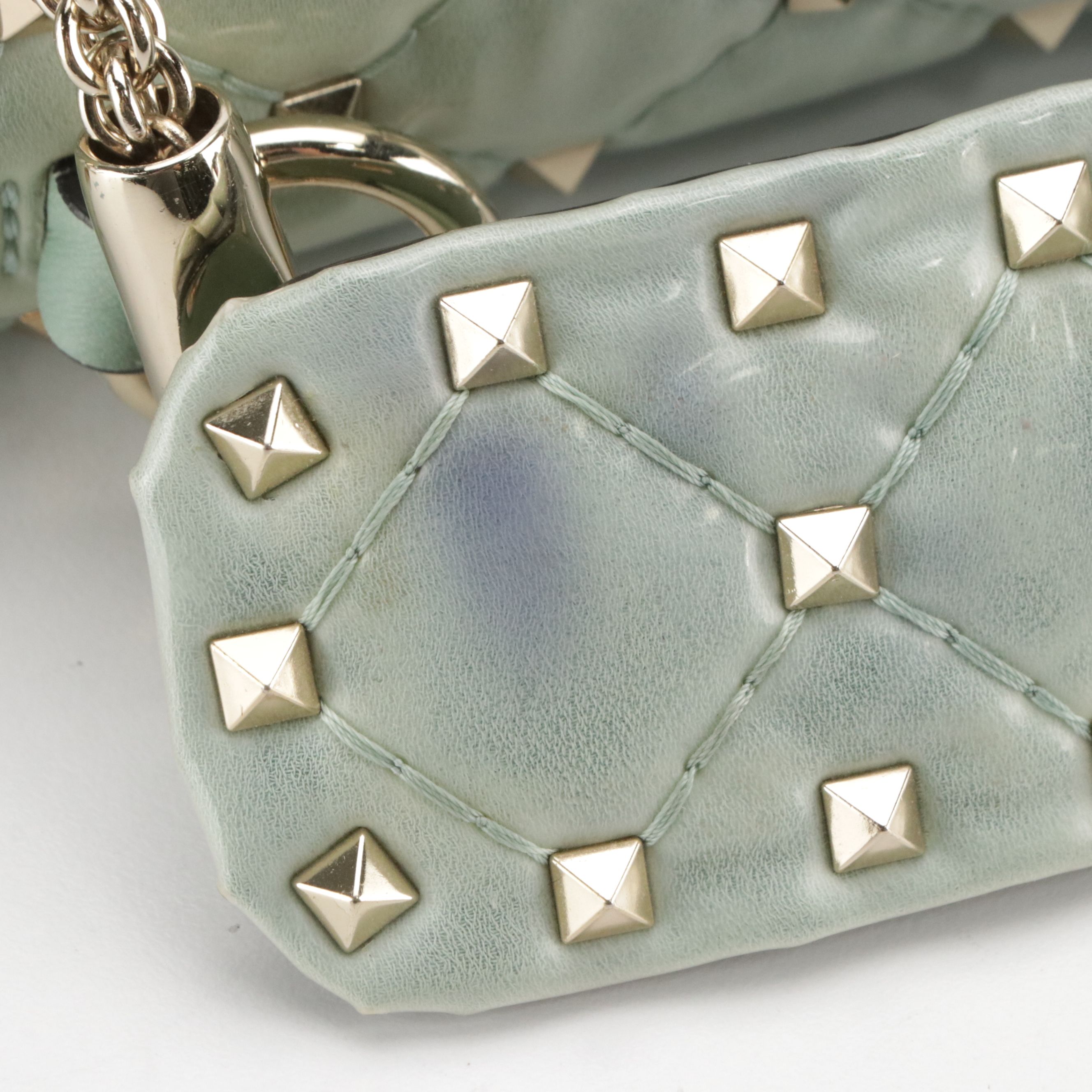 Valentino Garavani Two-Way Rockstud Bag in Sea Foam Green Quilted Patent Leather