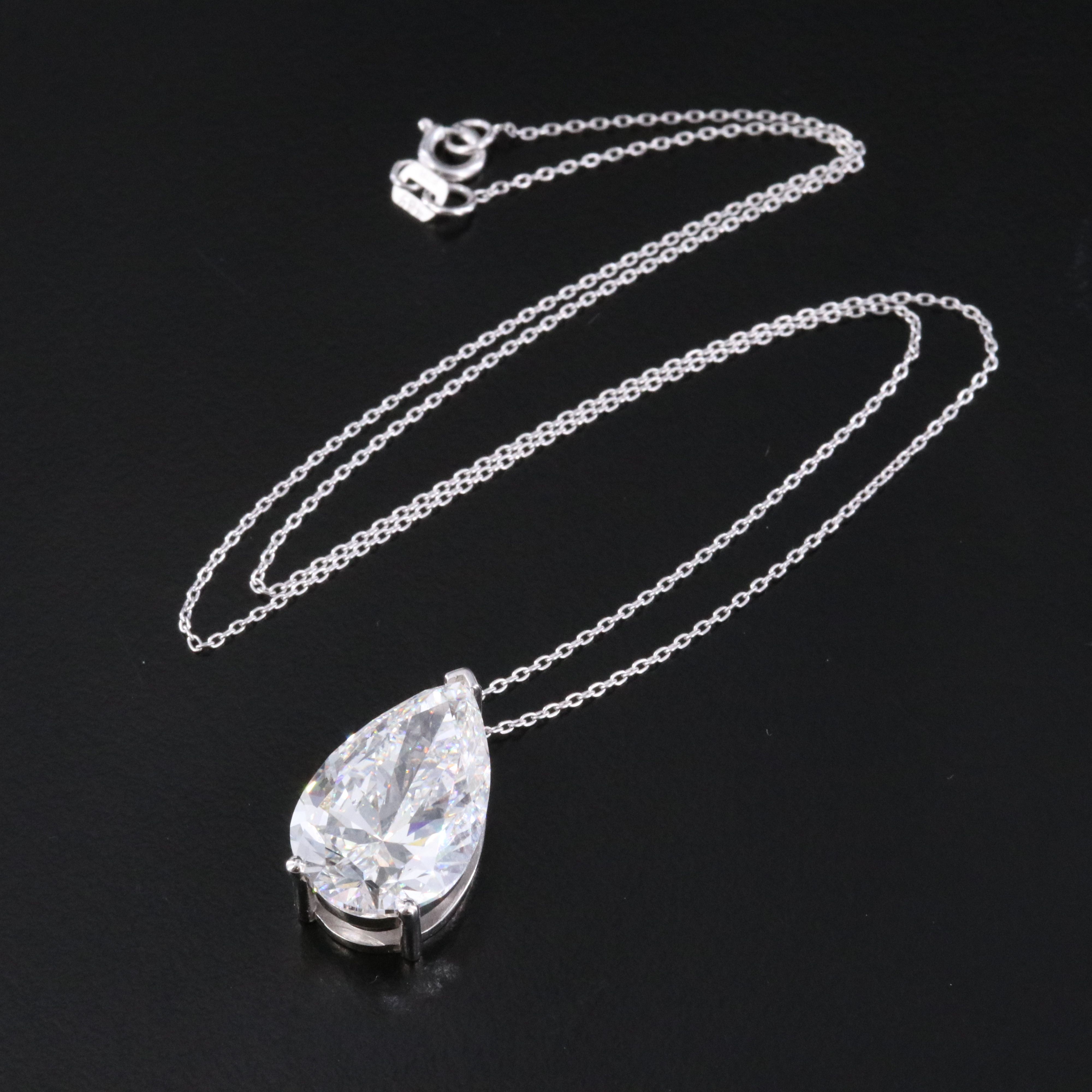 14K 10.01 CT Lab Grown Diamond Pendant Necklace with IGI Report