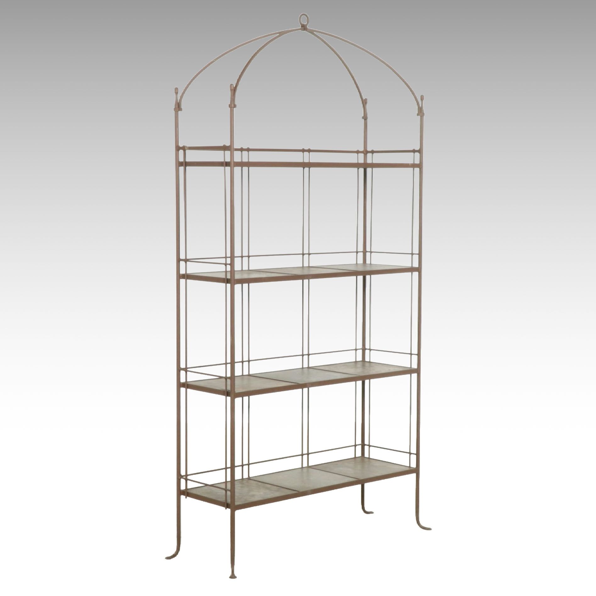 Charleston Forge Wrought Iron Display Shelf with Slate Tile Shelves