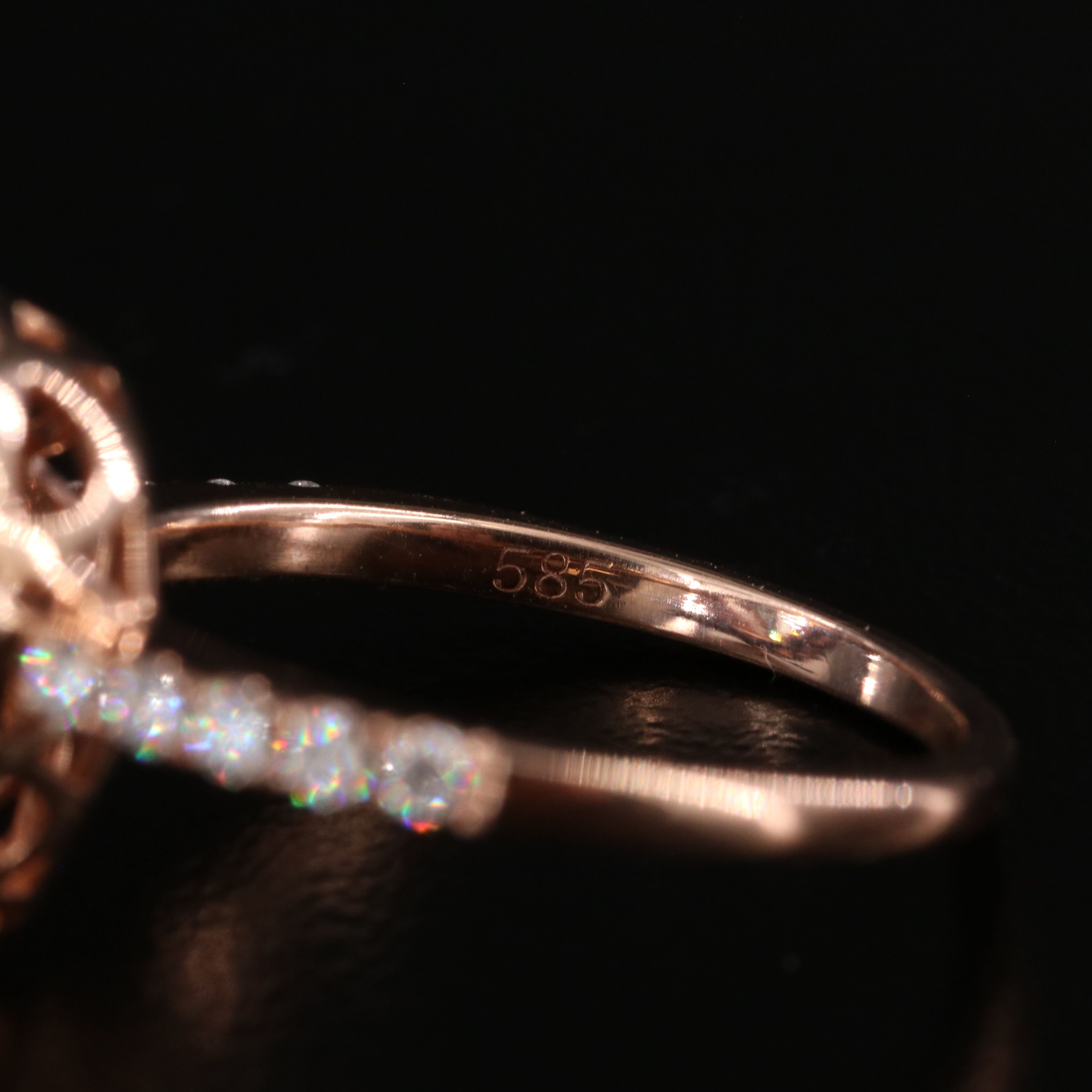 14K Rose Gold Aquamarine and Diamond Ring