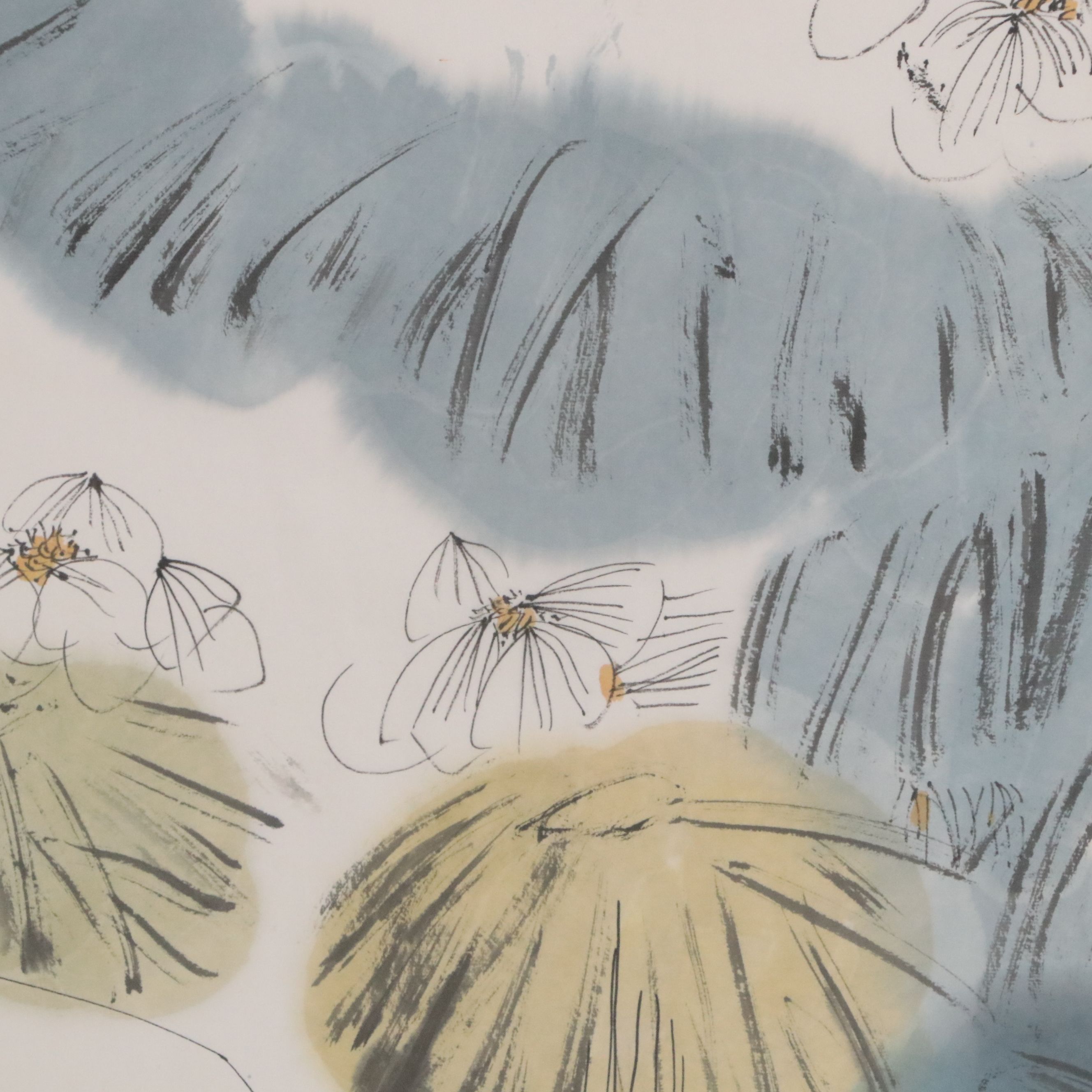 Chinese School Ink and Watercolor Painting of Scholar Viewing Nature