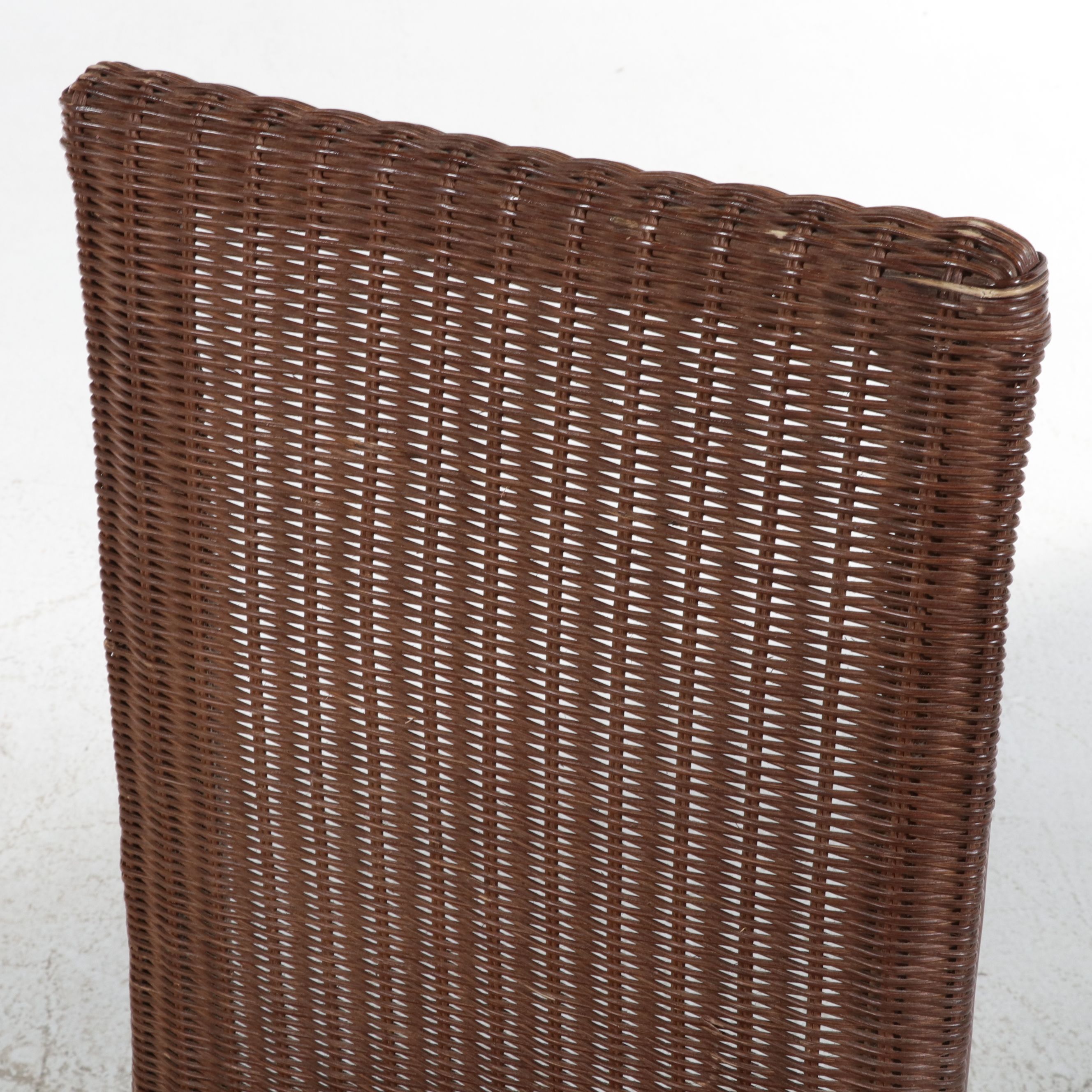 Contemporary High-Back Woven Rattan Side Chair, 21st Century