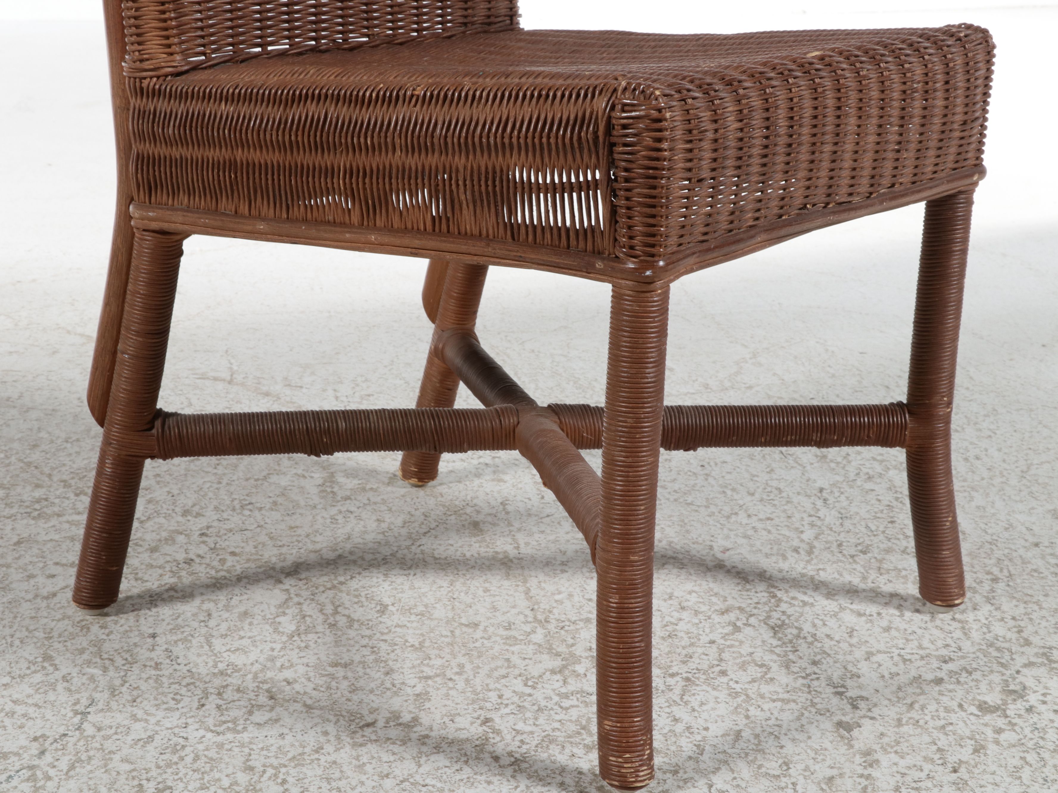 Contemporary High-Back Woven Rattan Side Chair, 21st Century
