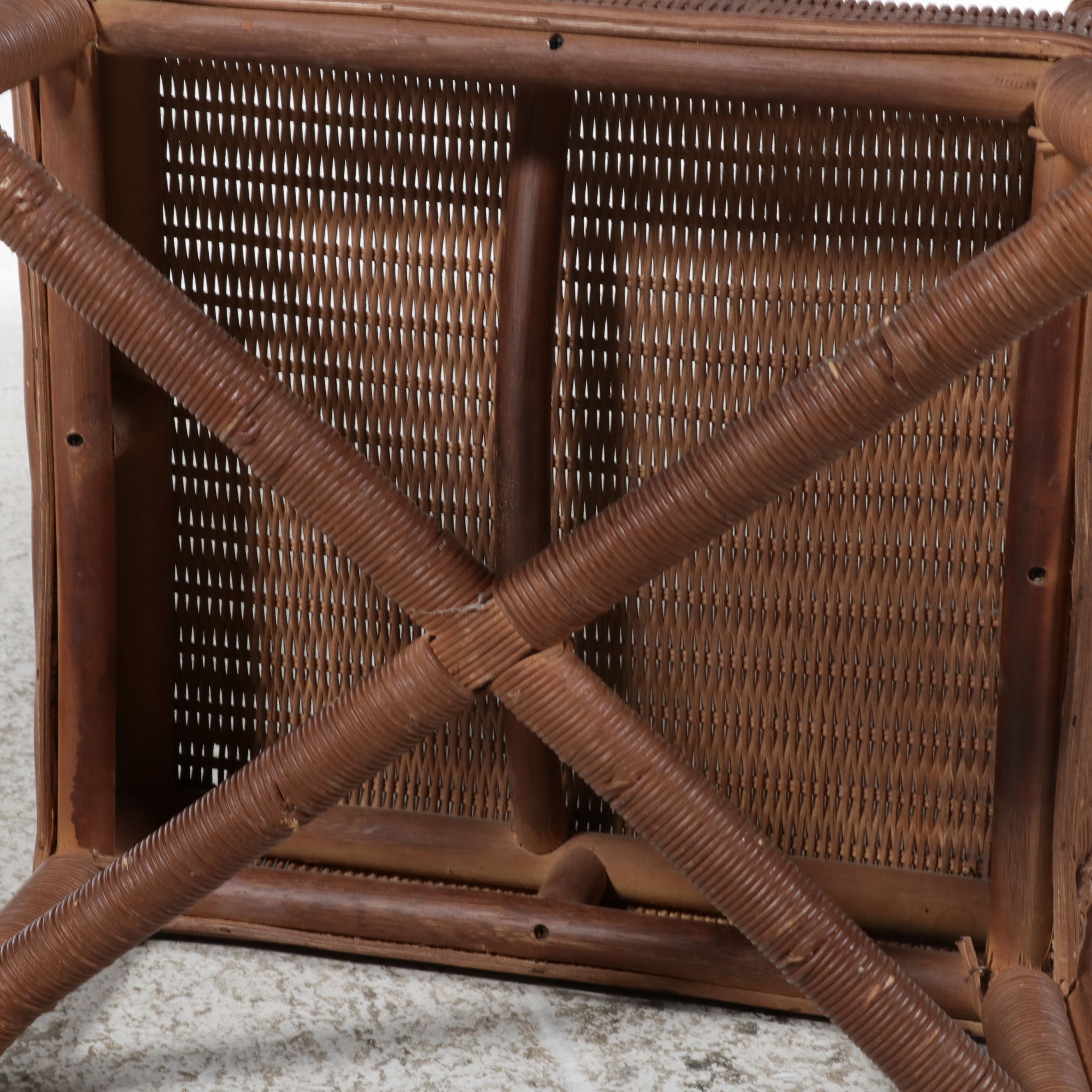 Contemporary High-Back Woven Rattan Side Chair, 21st Century