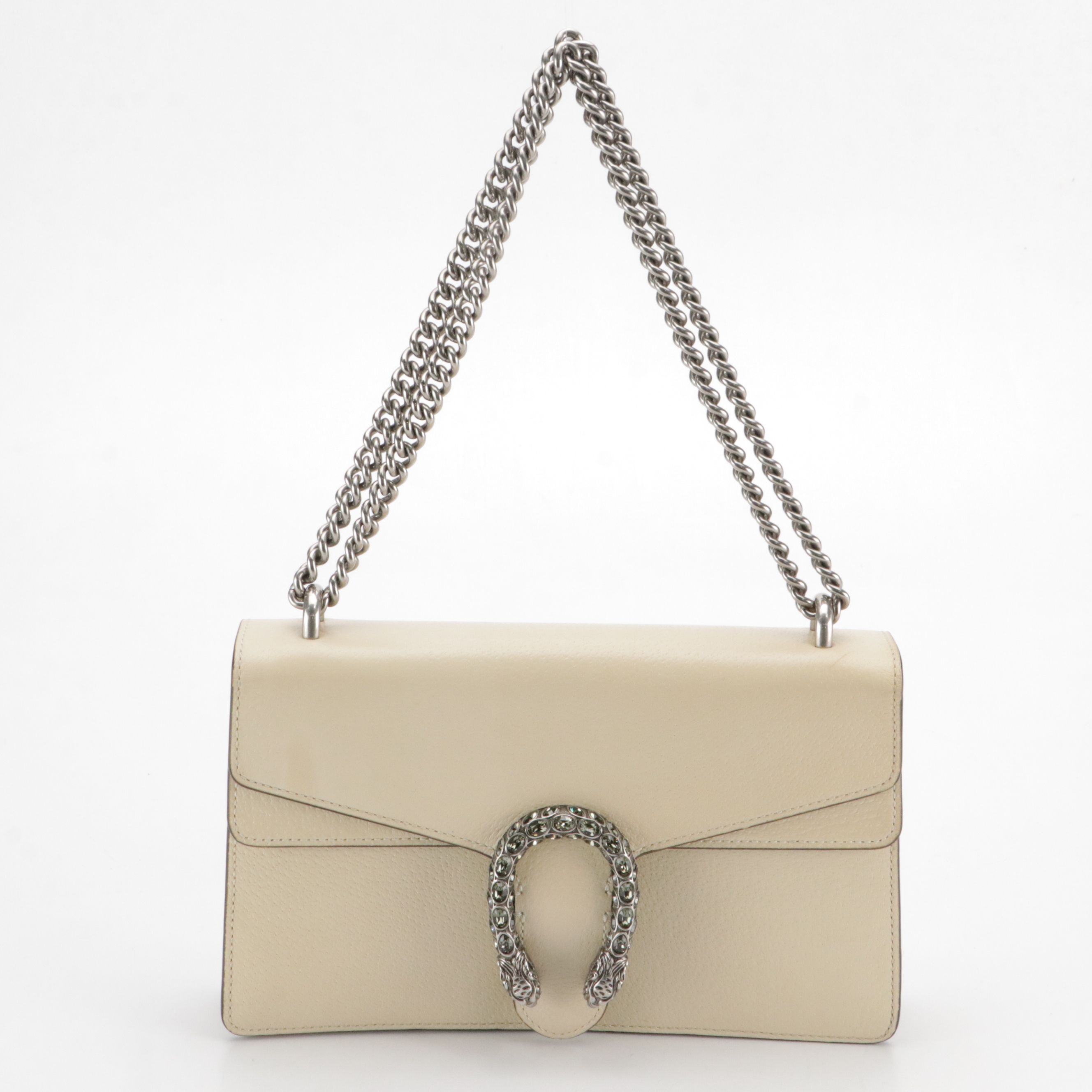 Gucci Medium Embellished Dionysis Chain Shoulder Bag in Ivory Leather
