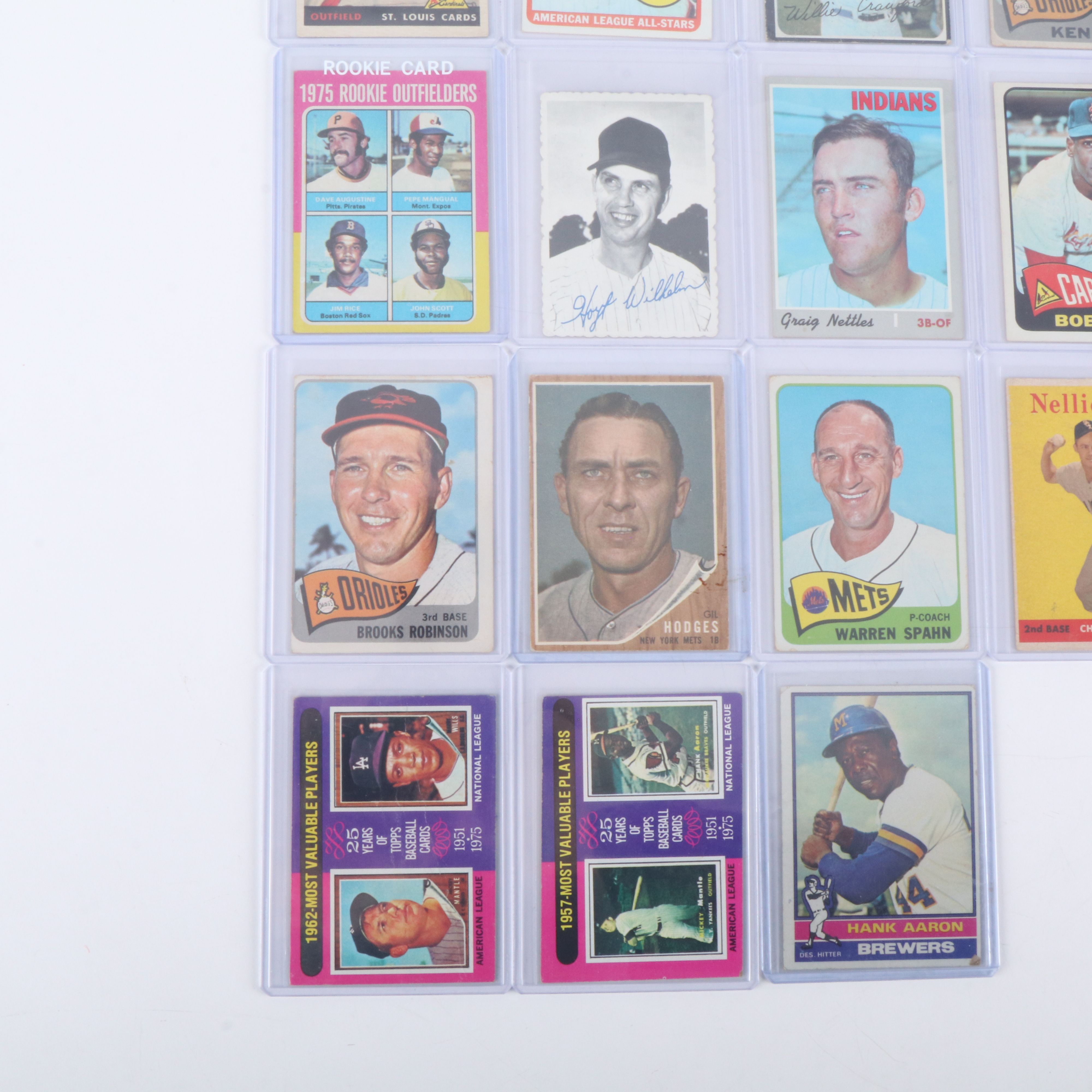 Topps Baseball Cards Featuring Duke Snider, Hank Aaron, and More, 1950s-1970s