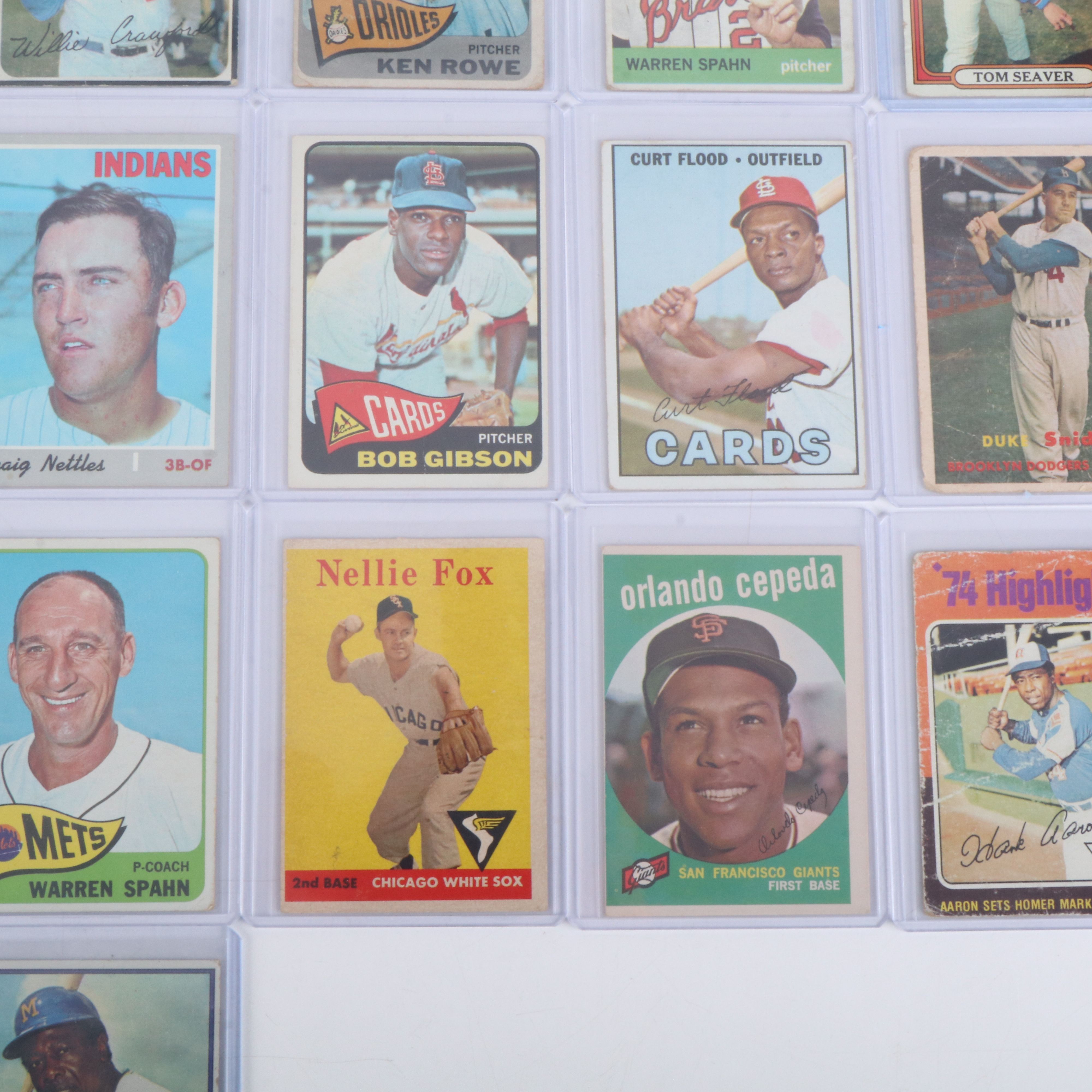 Topps Baseball Cards Featuring Duke Snider, Hank Aaron, and More, 1950s-1970s