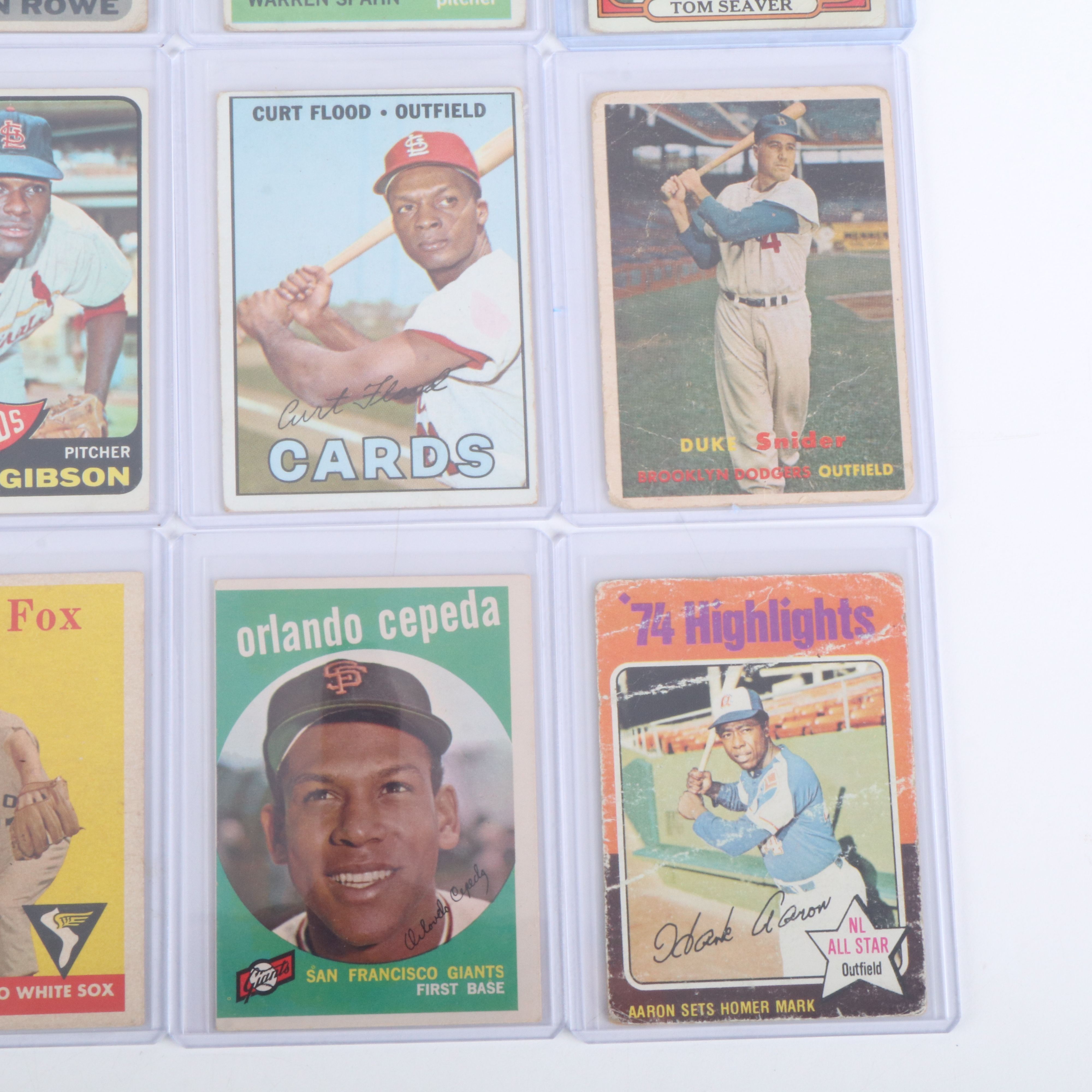 Topps Baseball Cards Featuring Duke Snider, Hank Aaron, and More, 1950s-1970s