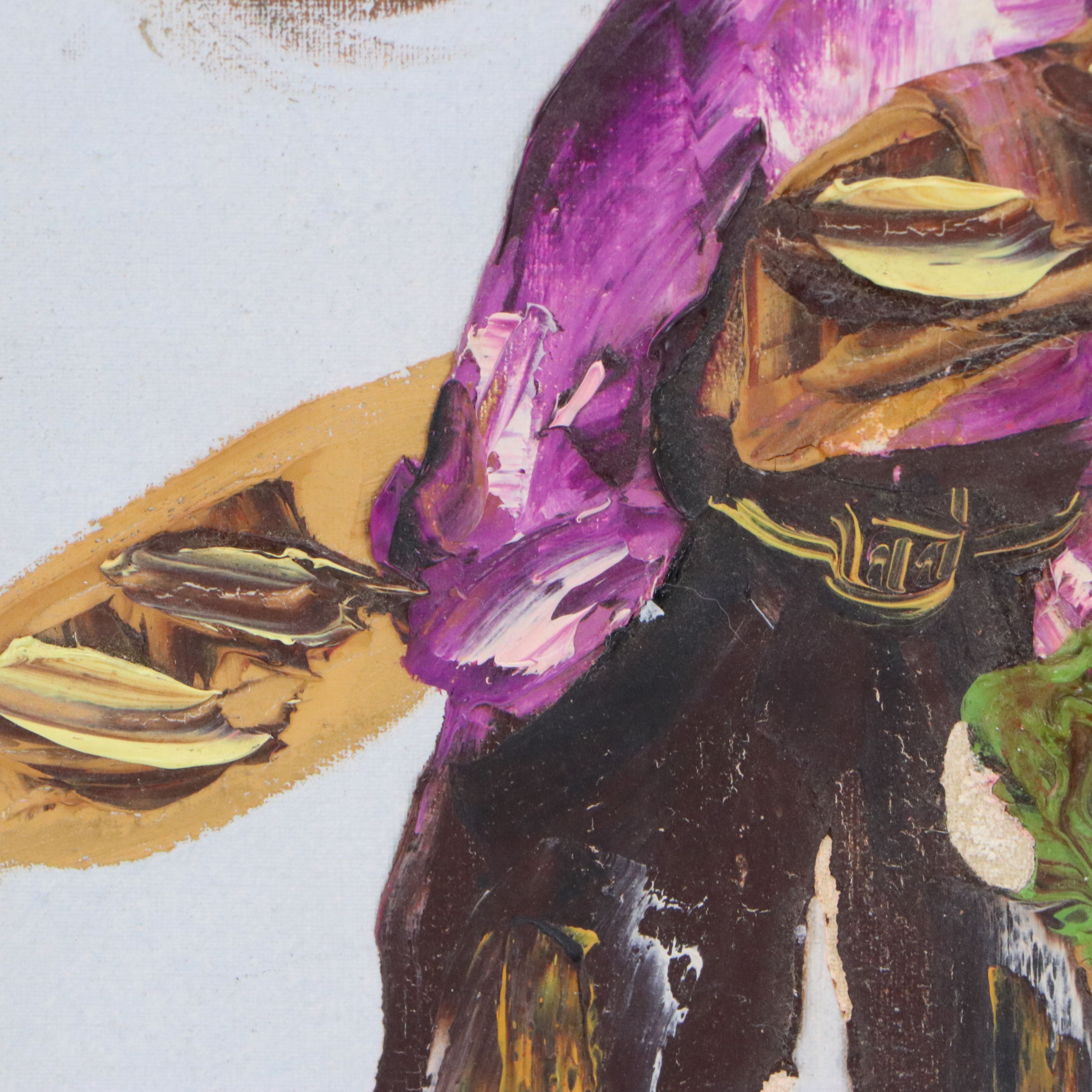 Vintage Impasto Oil Painting of Child, Mid-20th Century