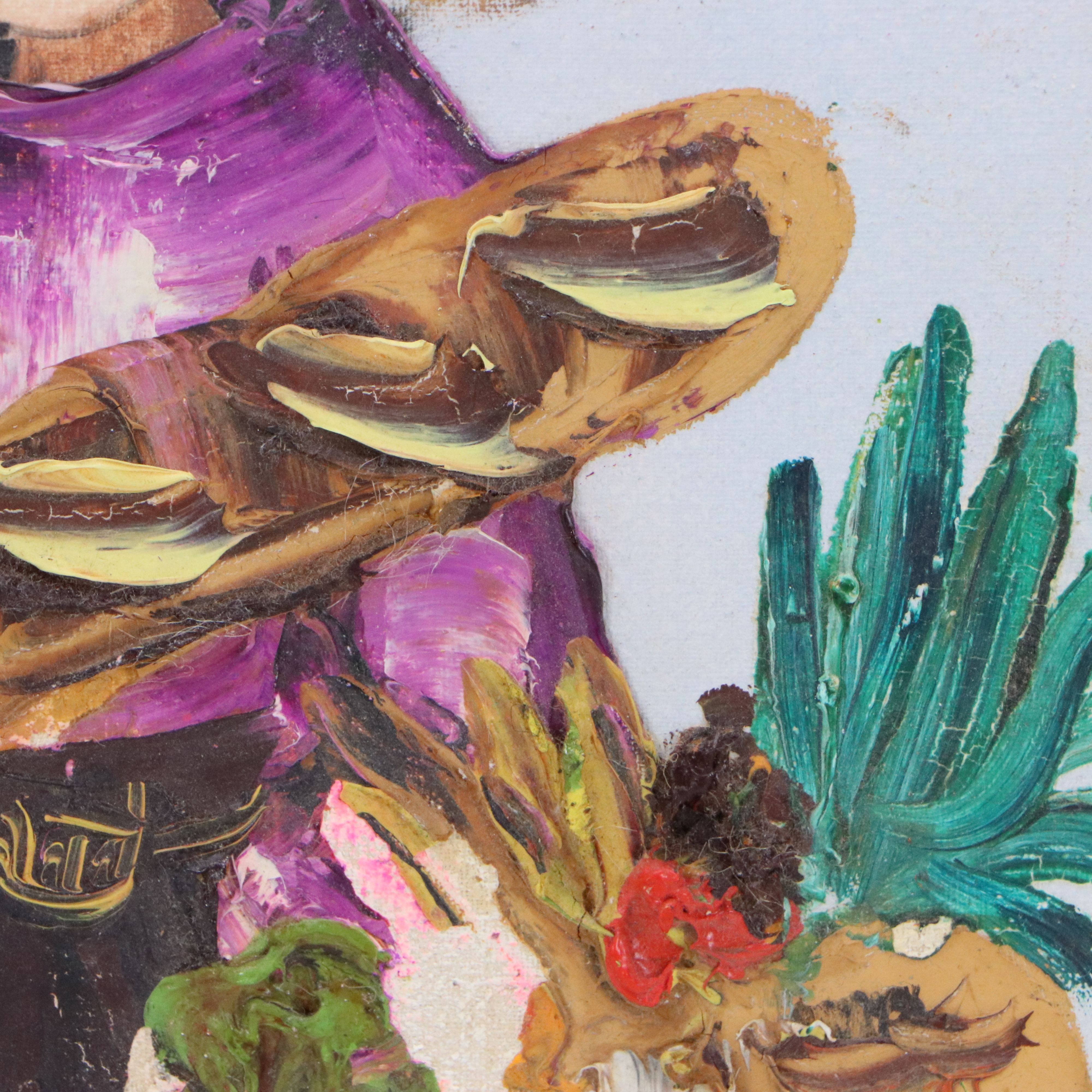 Vintage Impasto Oil Painting of Child, Mid-20th Century