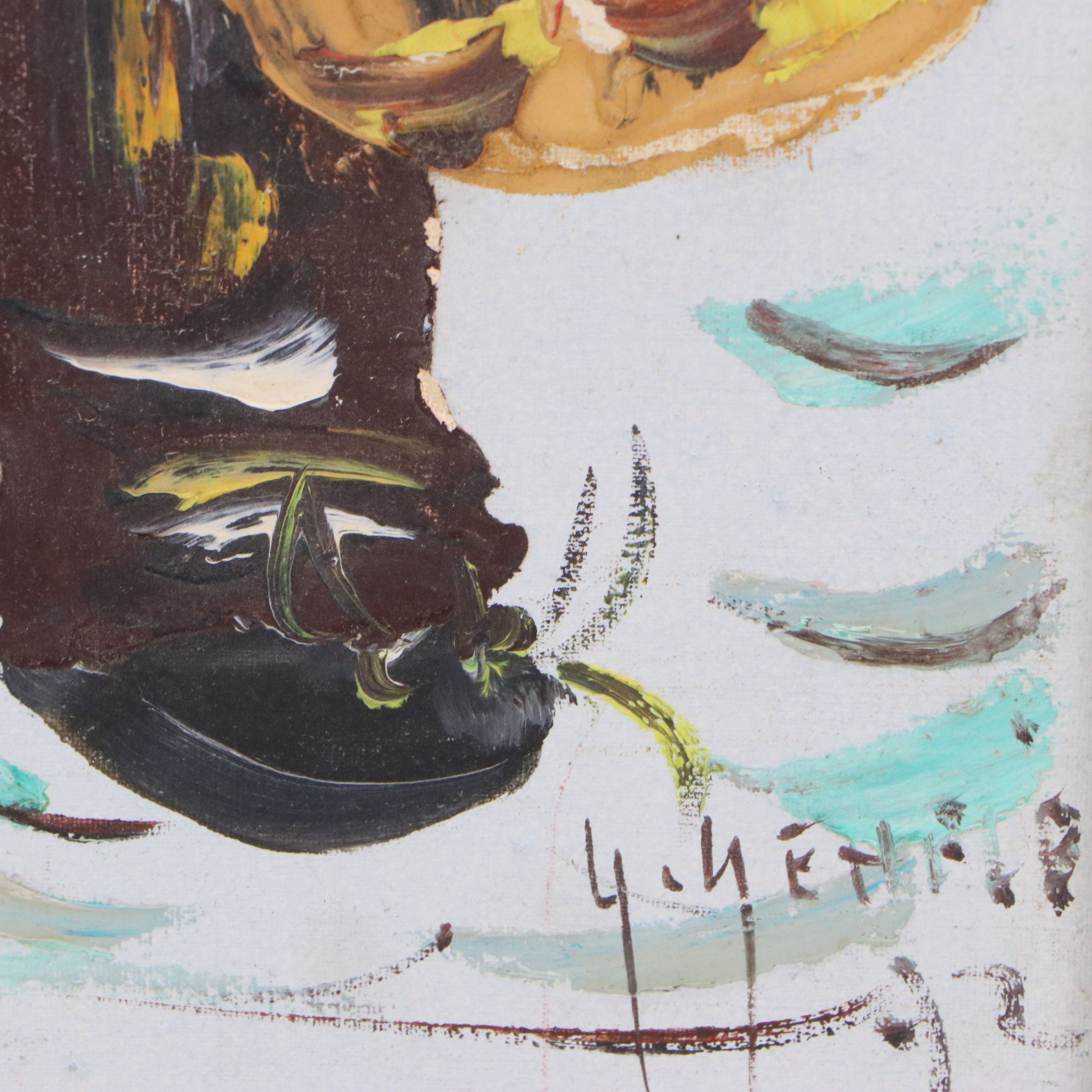 Vintage Impasto Oil Painting of Child, Mid-20th Century