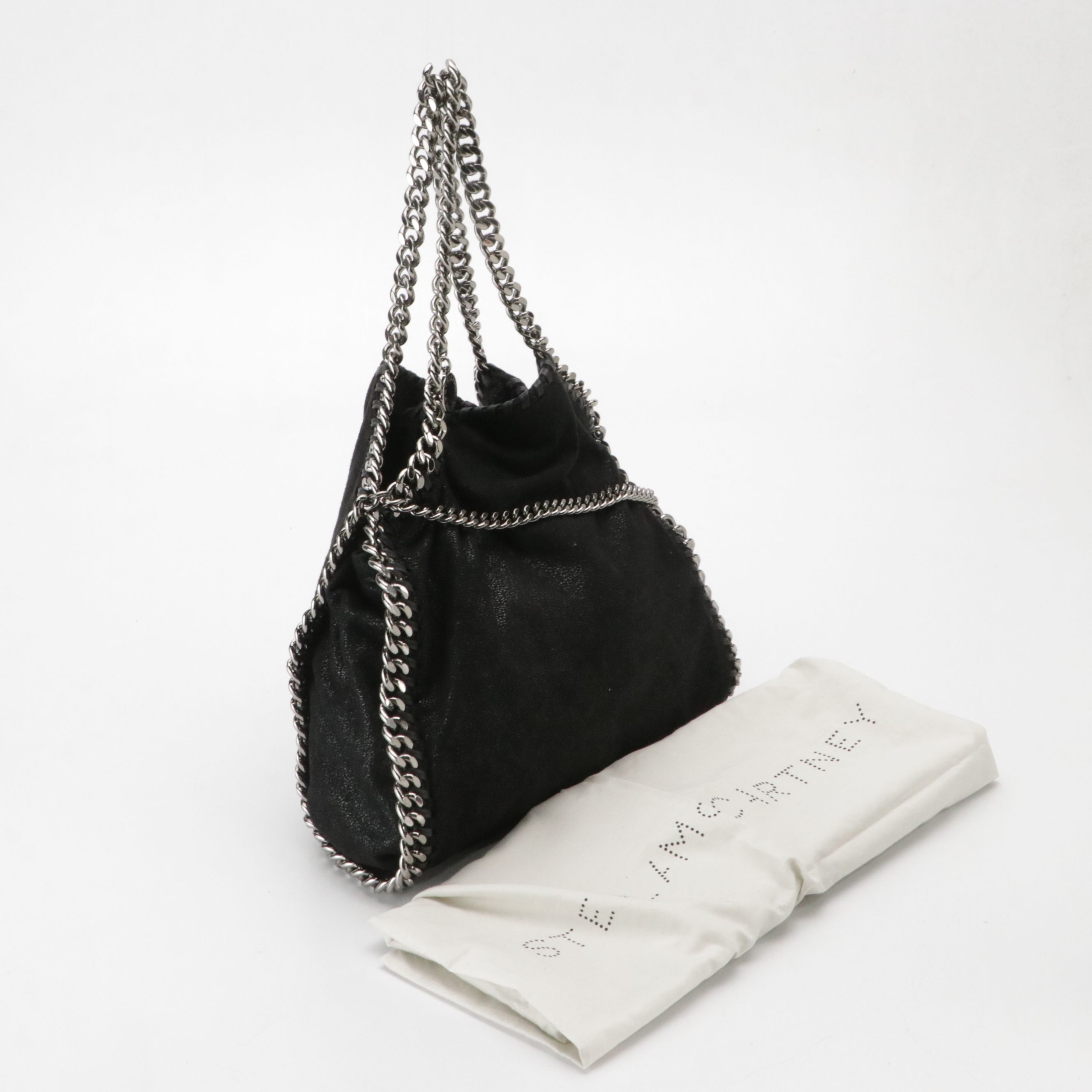 Stella McCartney Falabella Chain Strap Bag in Black Shaggy Deer Faux-Suede